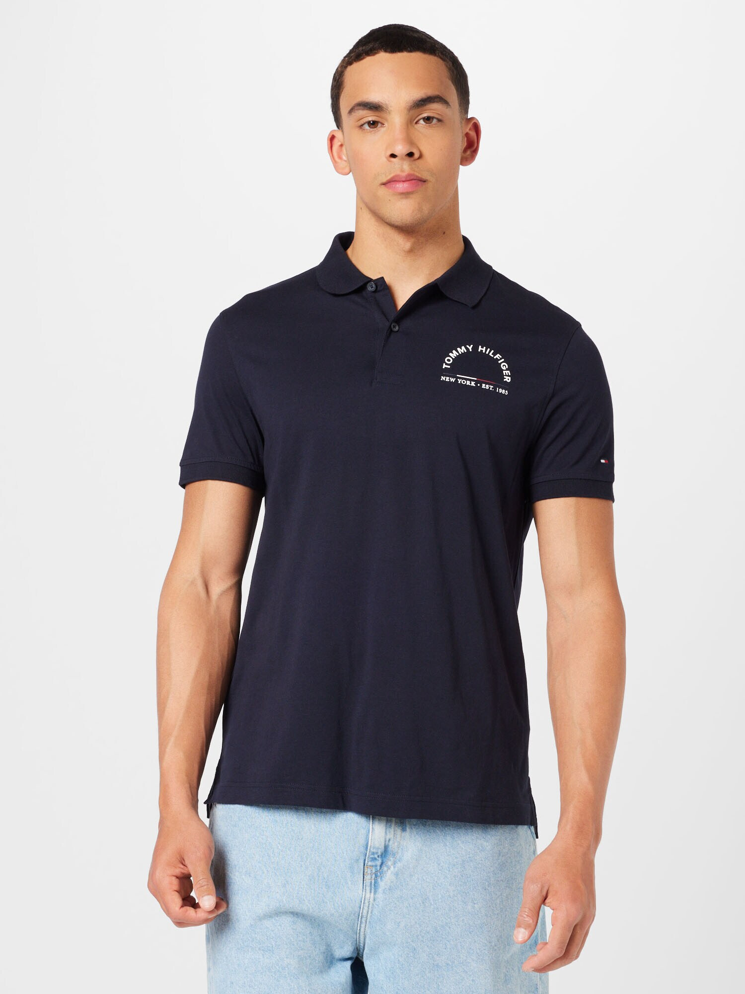 TOMMY HILFIGER Tricou albastru noapte / alb - Pled.ro