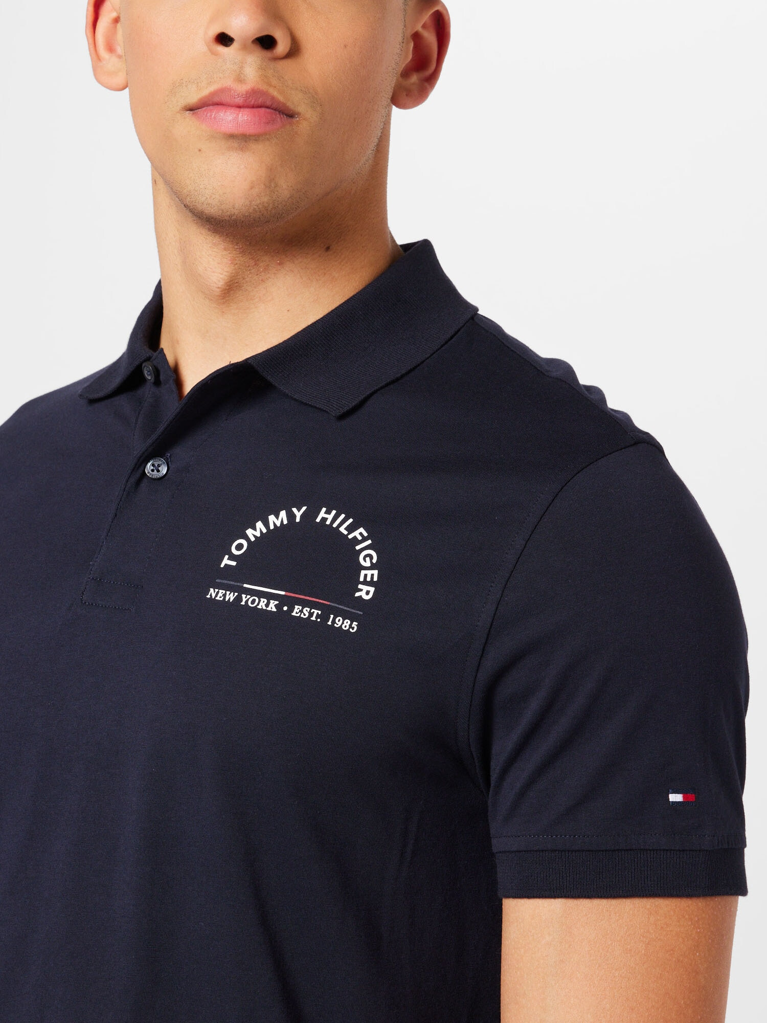 TOMMY HILFIGER Tricou albastru noapte / alb - Pled.ro