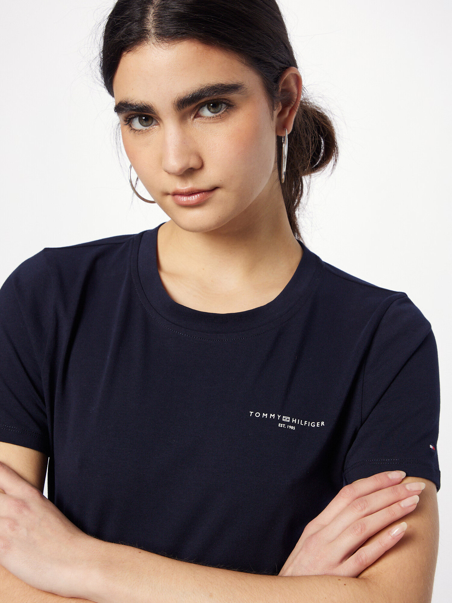 TOMMY HILFIGER Tricou albastru noapte / alb - Pled.ro