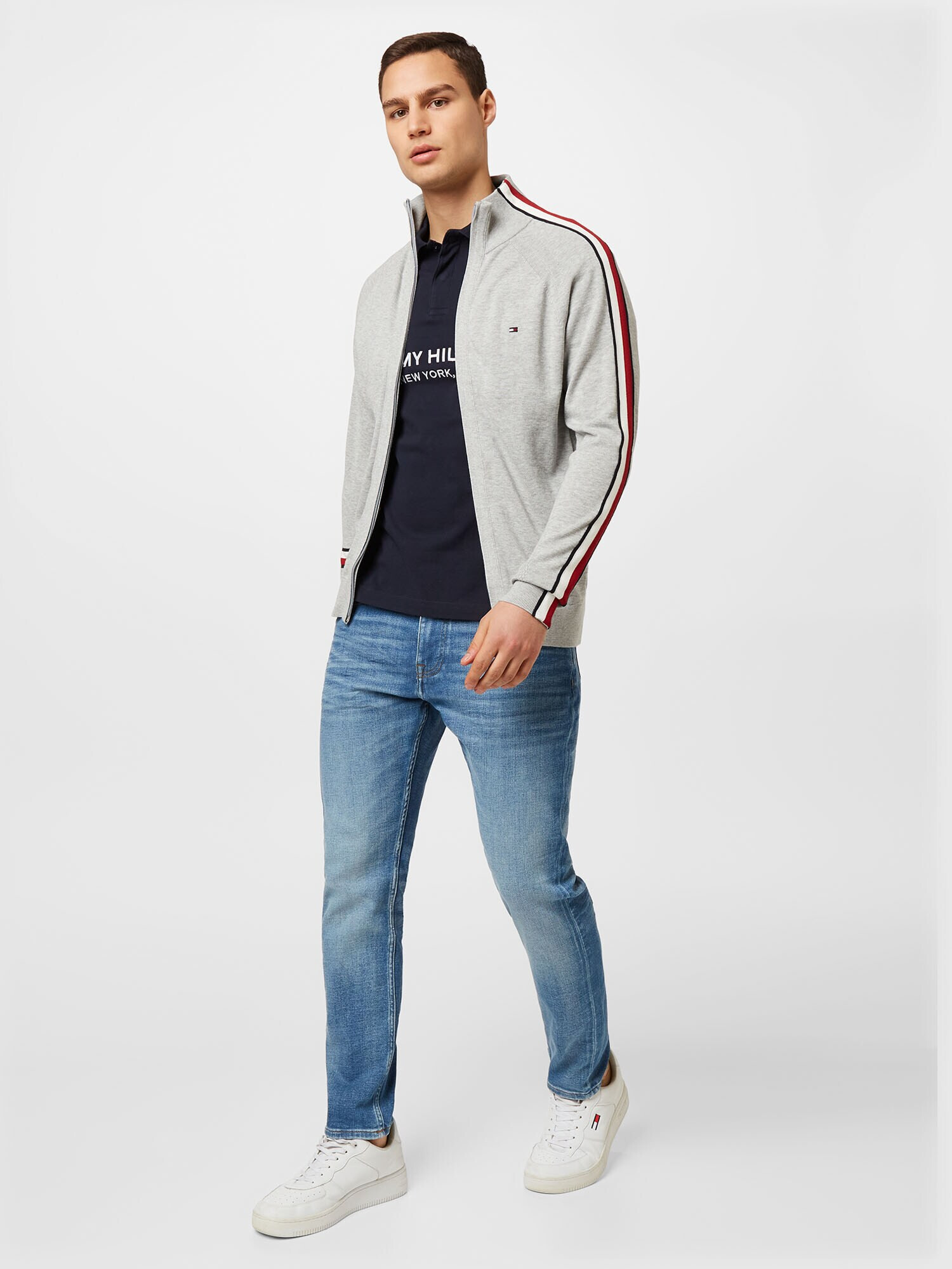 TOMMY HILFIGER Tricou albastru noapte / auriu / roși aprins / alb - Pled.ro