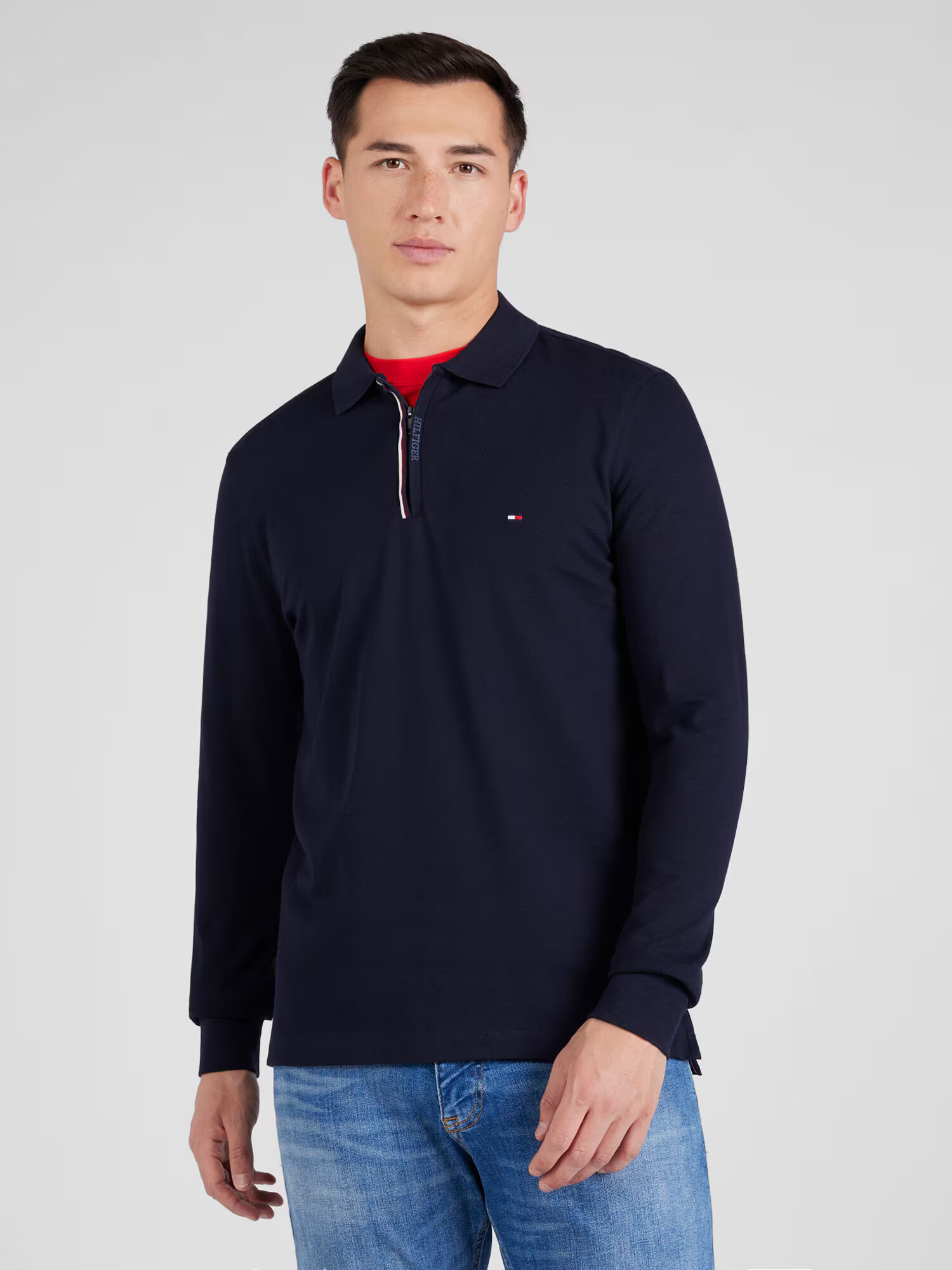 TOMMY HILFIGER Tricou bleumarin / roși aprins / alb - Pled.ro