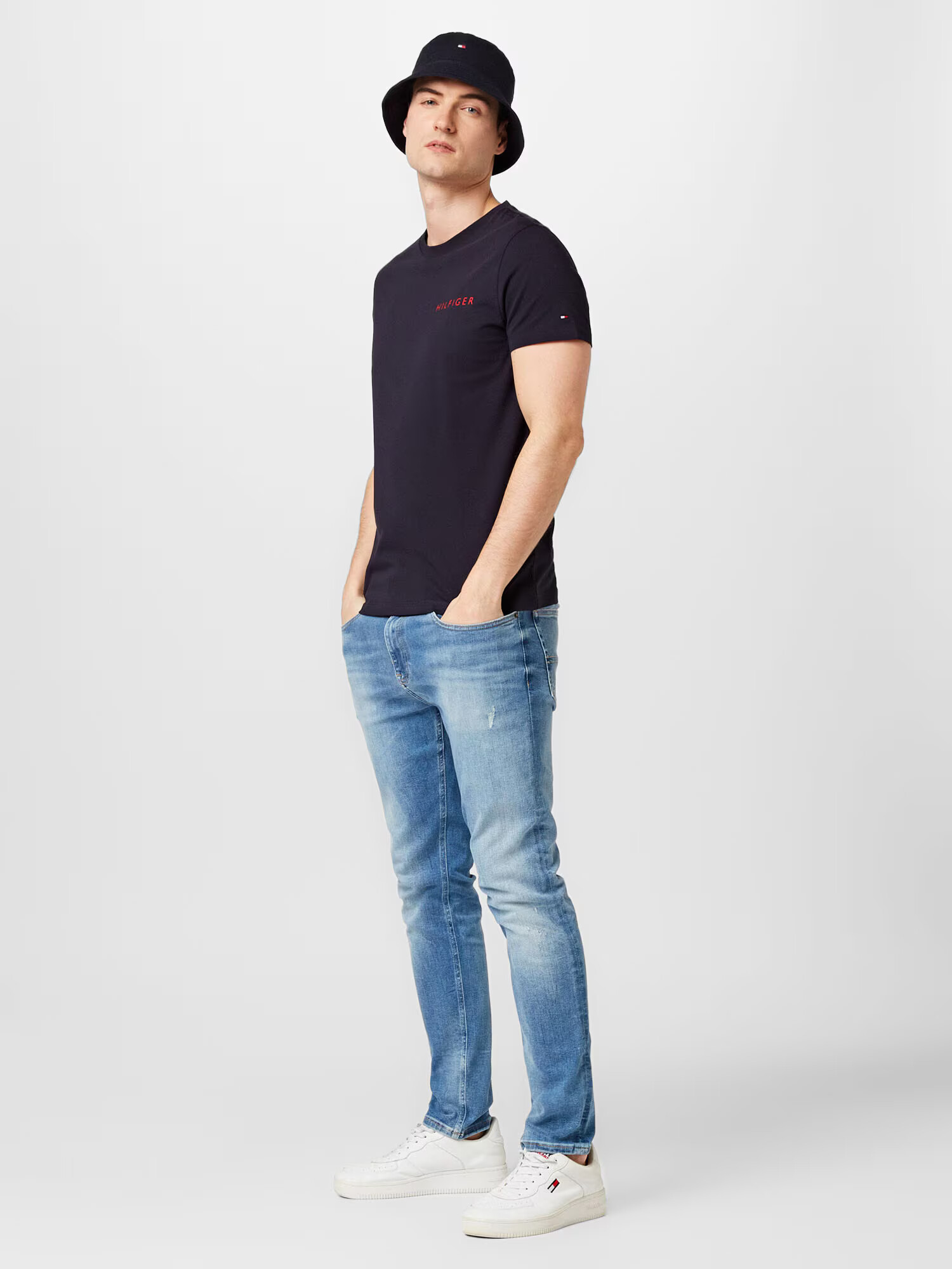 TOMMY HILFIGER Tricou albastru noapte / roșu - Pled.ro