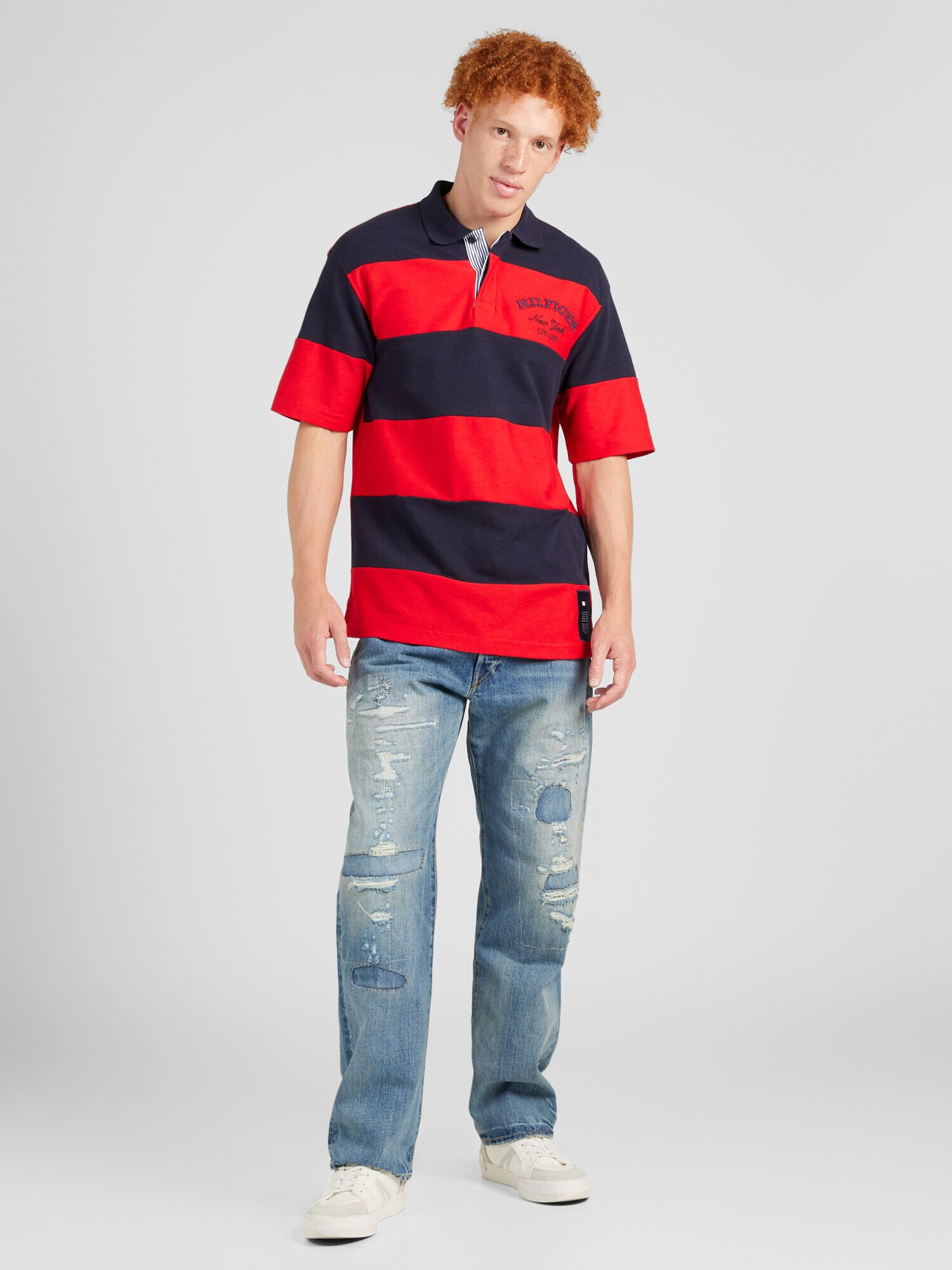 TOMMY HILFIGER Tricou albastru noapte / roșu - Pled.ro