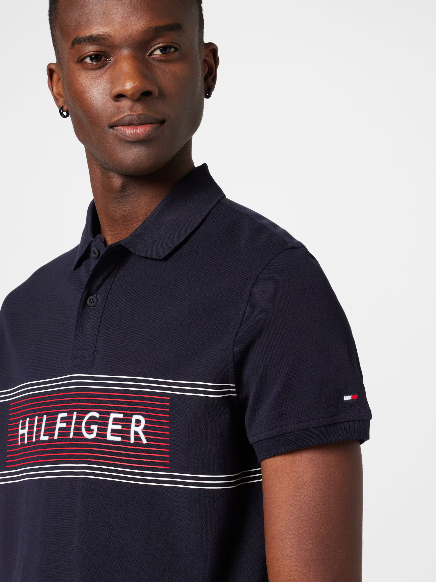 TOMMY HILFIGER Tricou albastru noapte / roșu / alb - Pled.ro