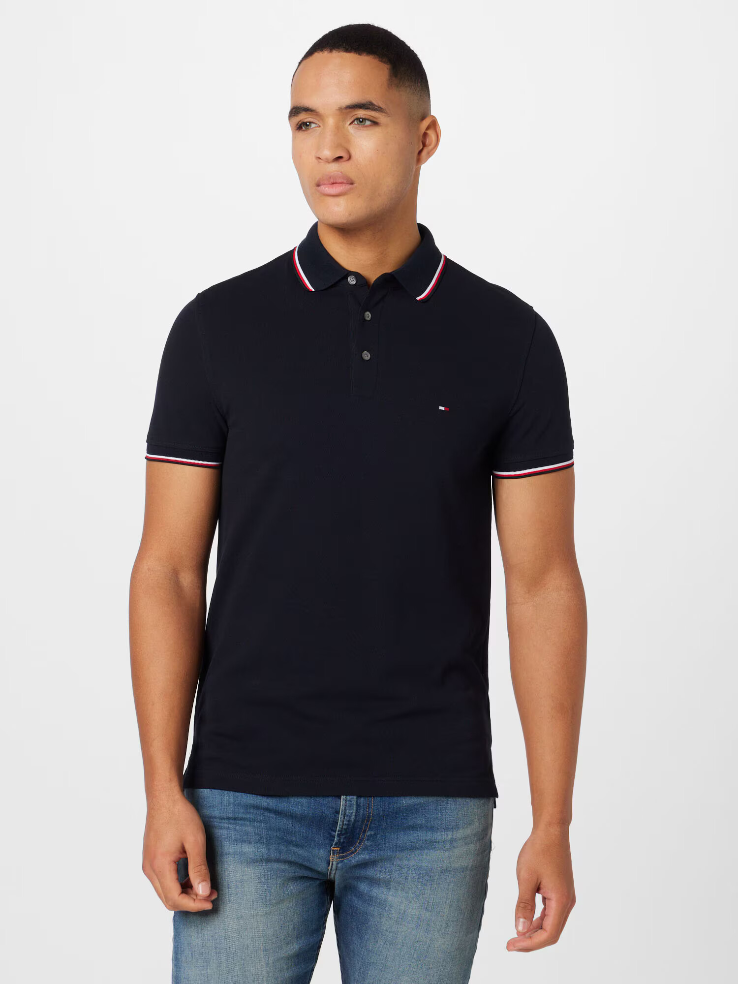 TOMMY HILFIGER Tricou albastru noapte / roșu / alb - Pled.ro