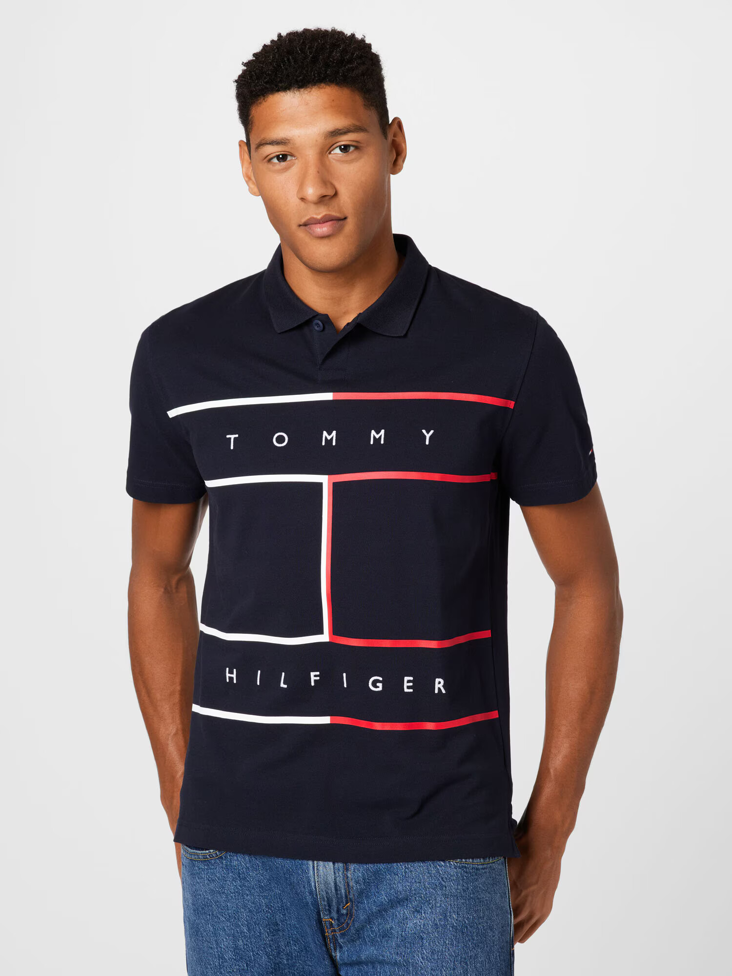 TOMMY HILFIGER Tricou albastru noapte / roșu / alb - Pled.ro