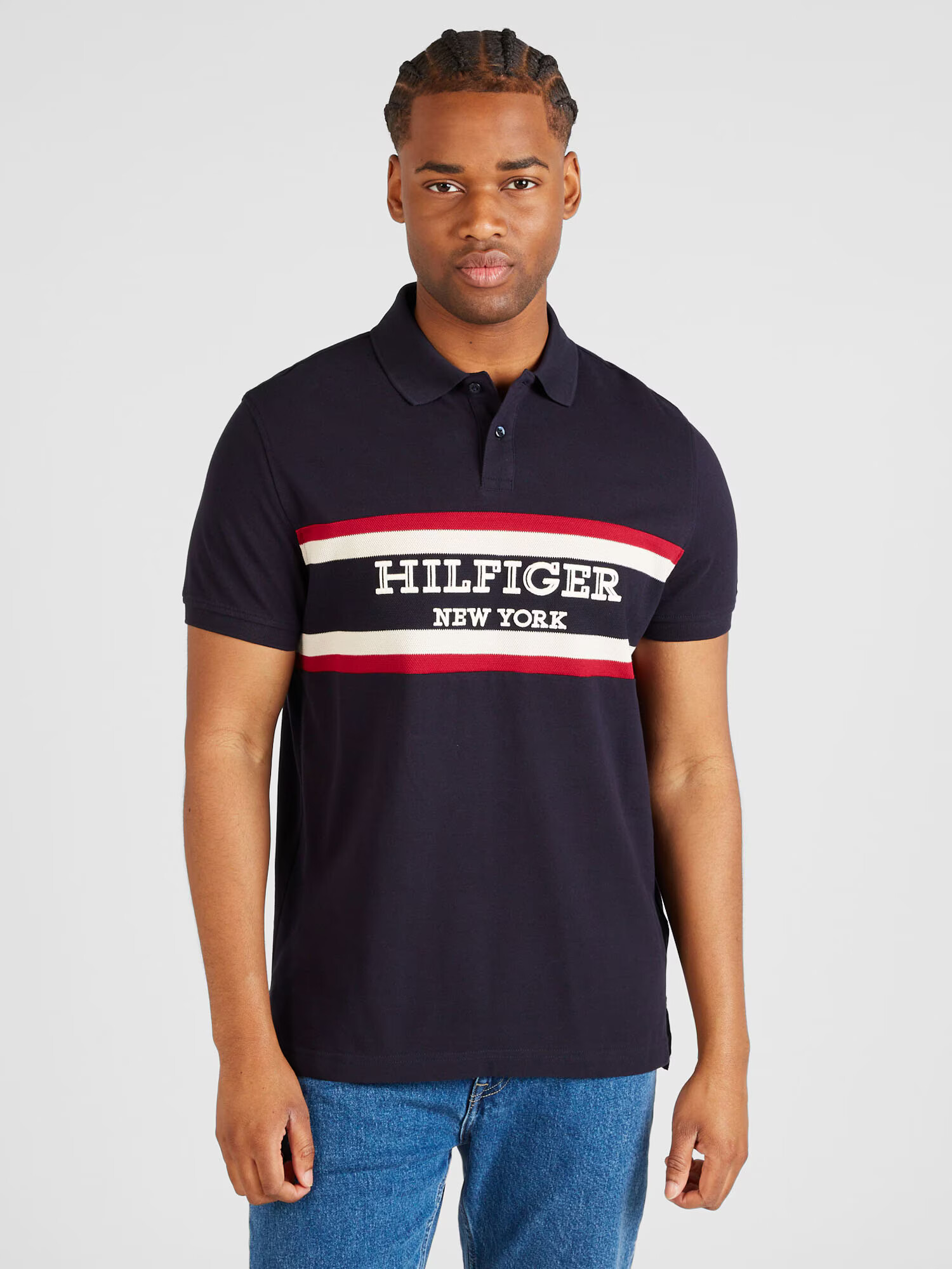 TOMMY HILFIGER Tricou albastru noapte / roșu / alb - Pled.ro