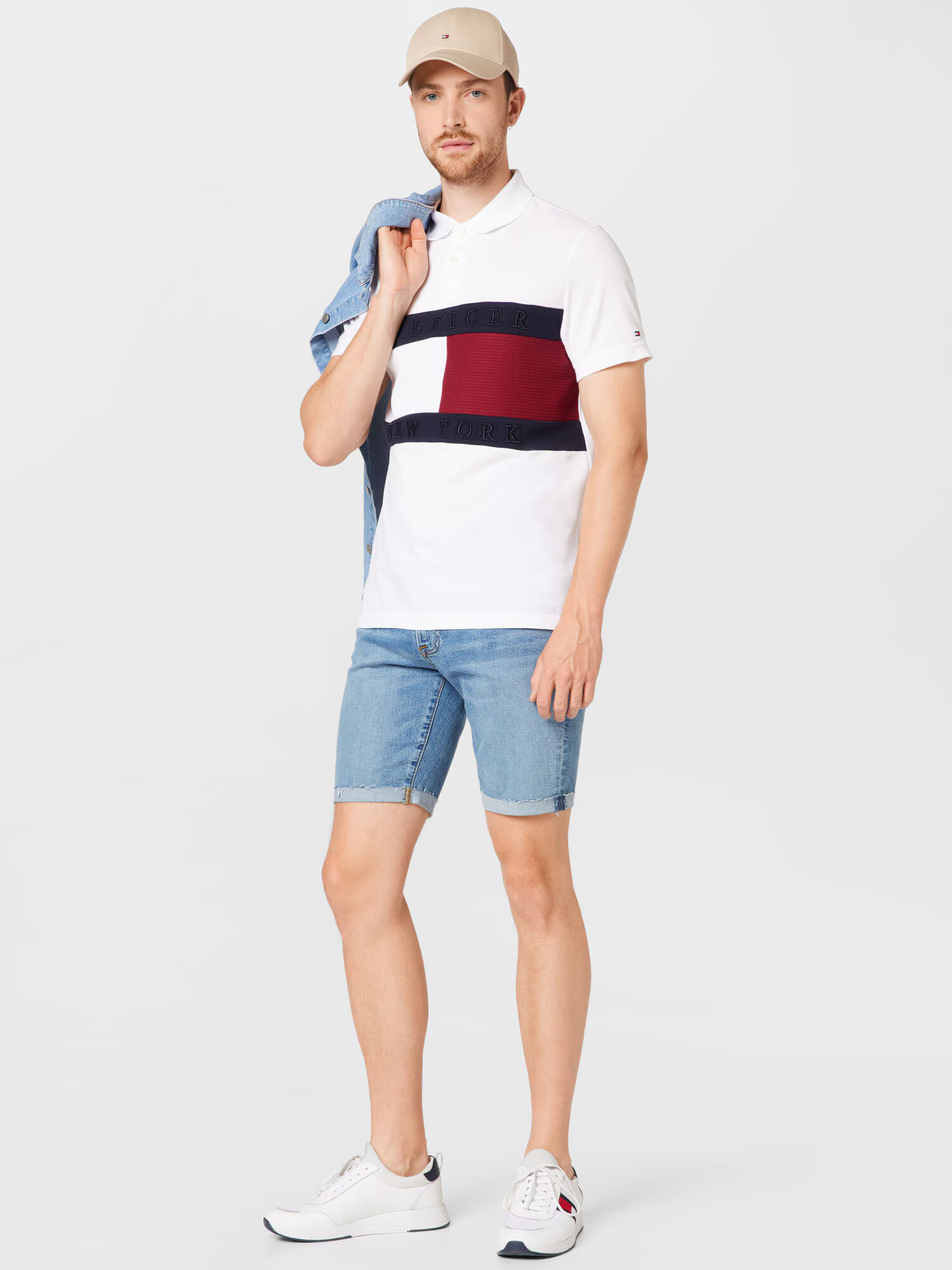 TOMMY HILFIGER Tricou albastru noapte / roșu / alb - Pled.ro