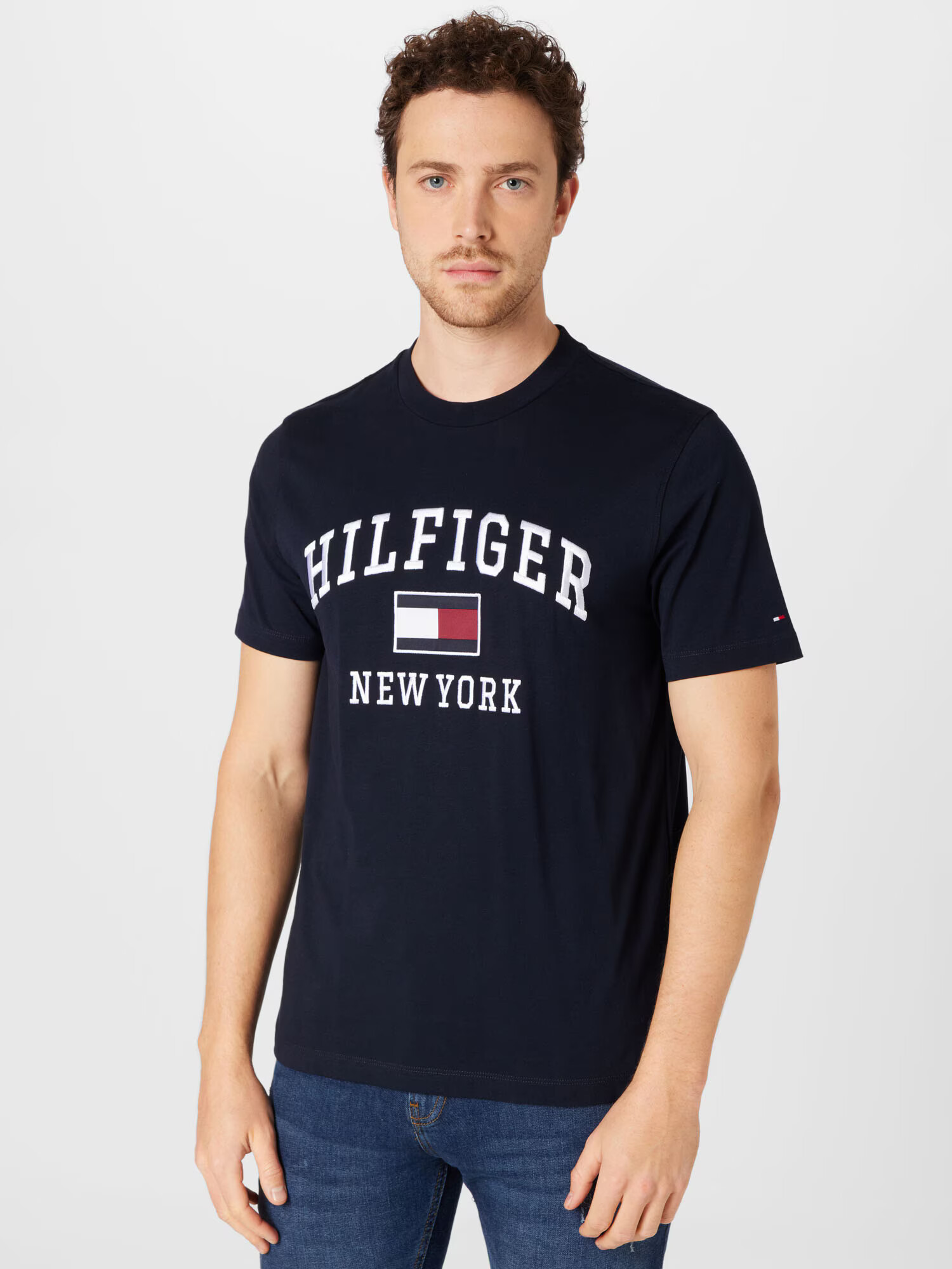 TOMMY HILFIGER Tricou albastru noapte / roșu carmin / alb - Pled.ro