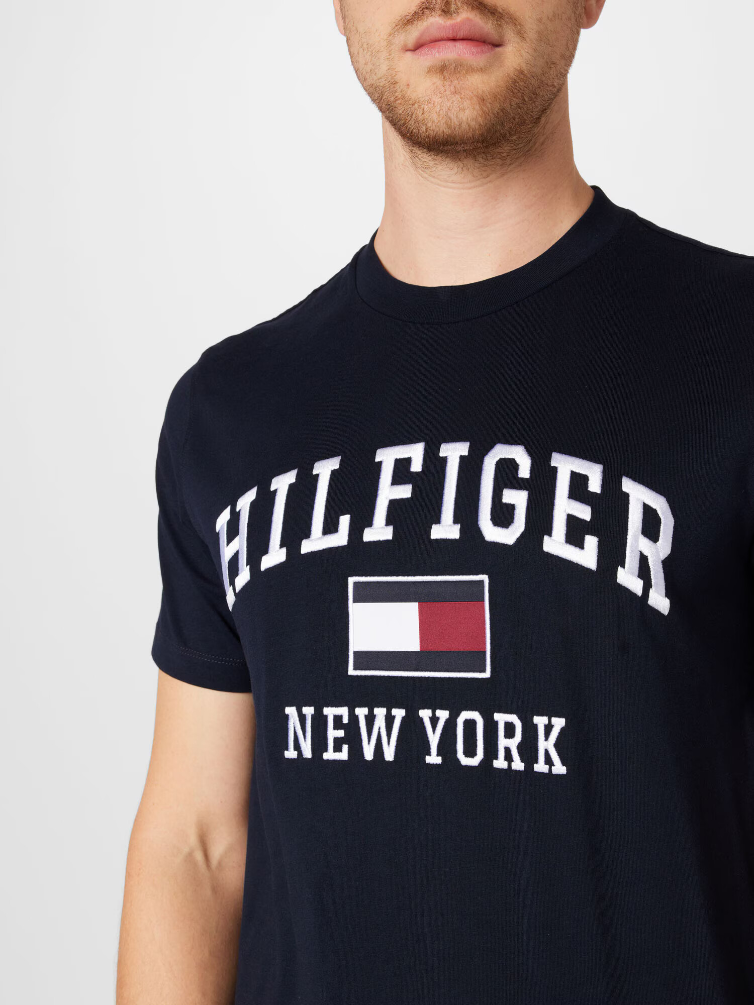 TOMMY HILFIGER Tricou albastru noapte / roșu carmin / alb - Pled.ro