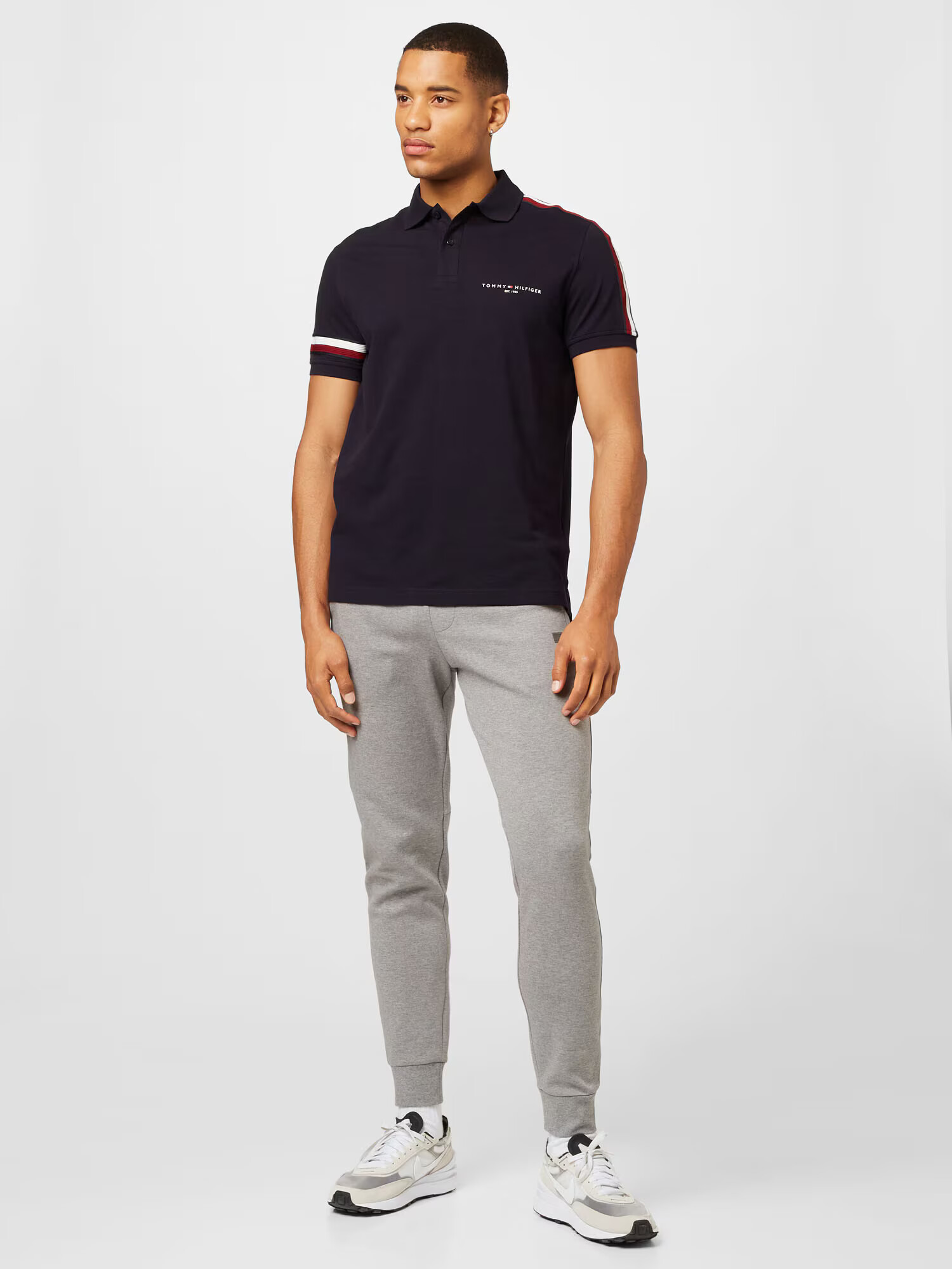 TOMMY HILFIGER Tricou albastru noapte / roşu închis / alb - Pled.ro