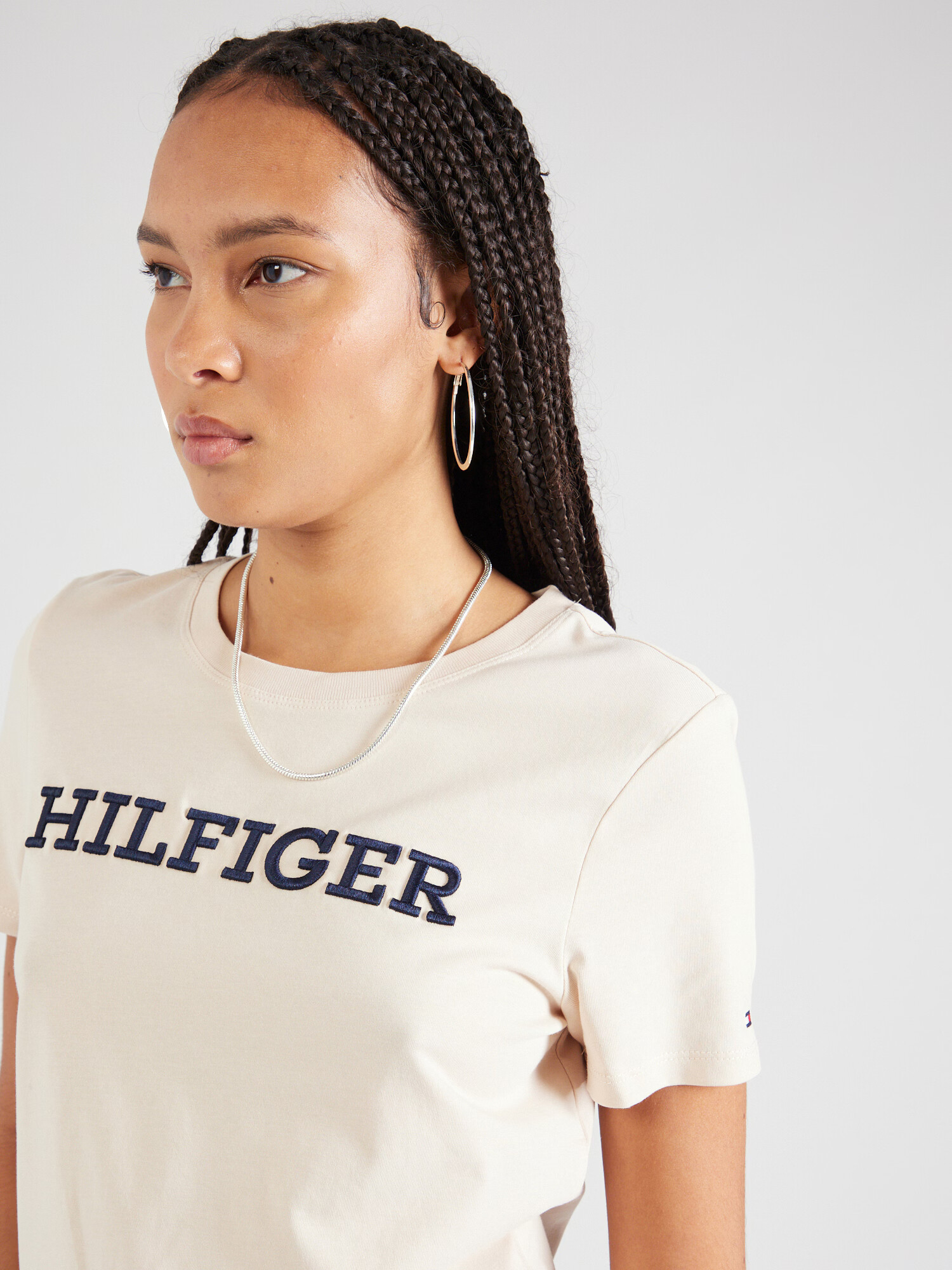 TOMMY HILFIGER Tricou bej / bleumarin / roșu / alb - Pled.ro