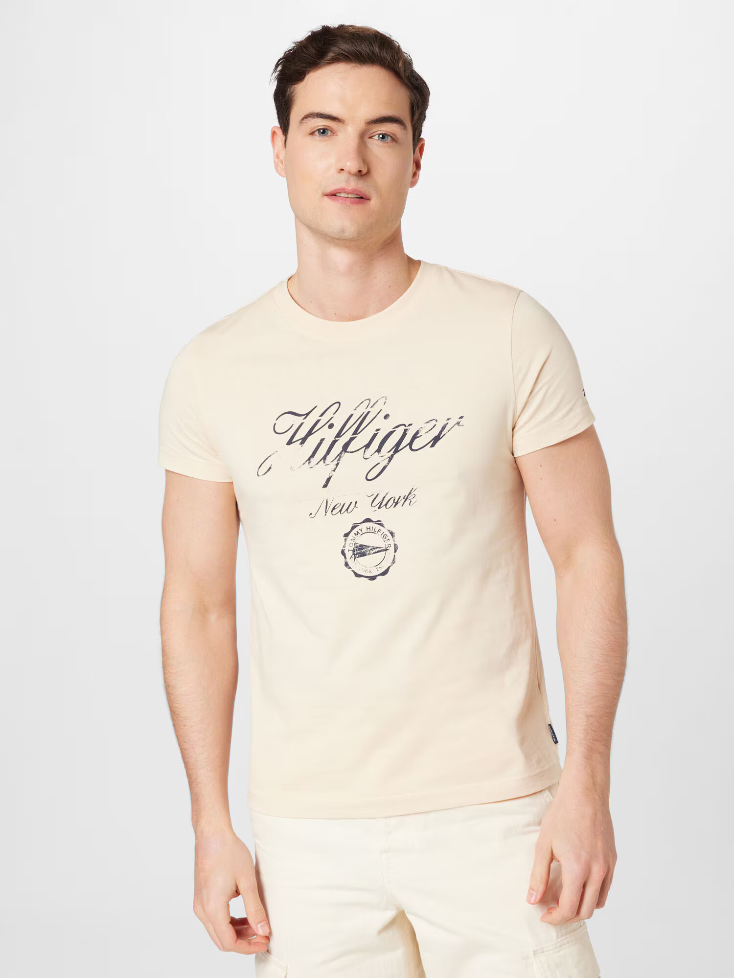 TOMMY HILFIGER Tricou bej / negru - Pled.ro