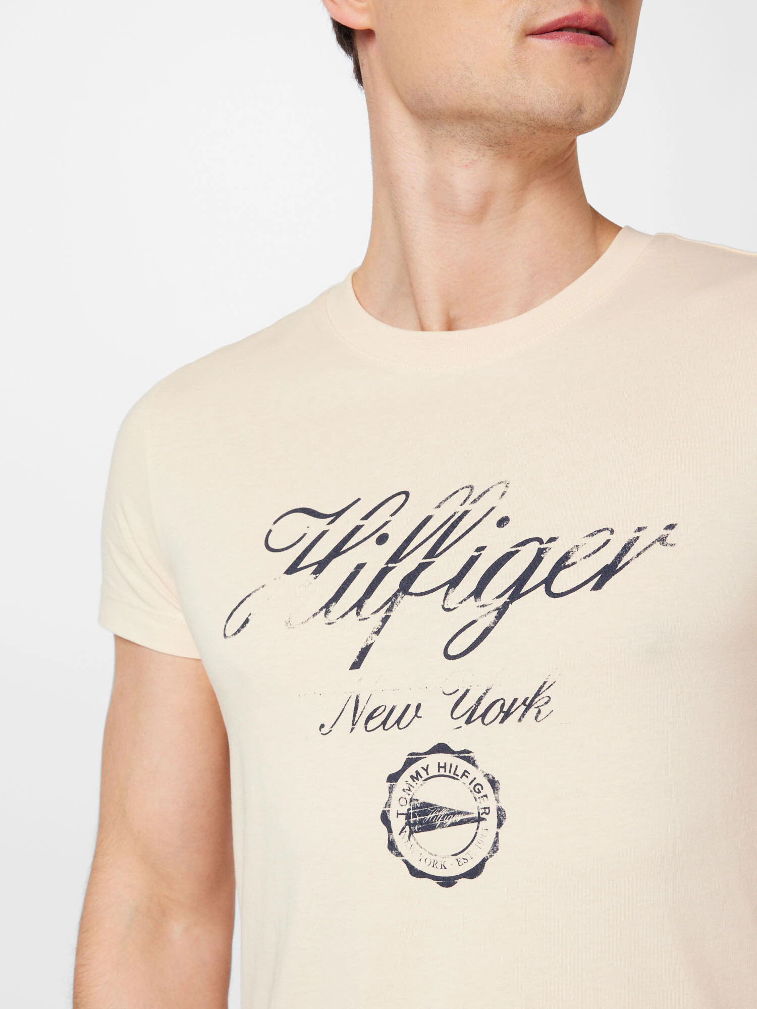 TOMMY HILFIGER Tricou bej / negru - Pled.ro