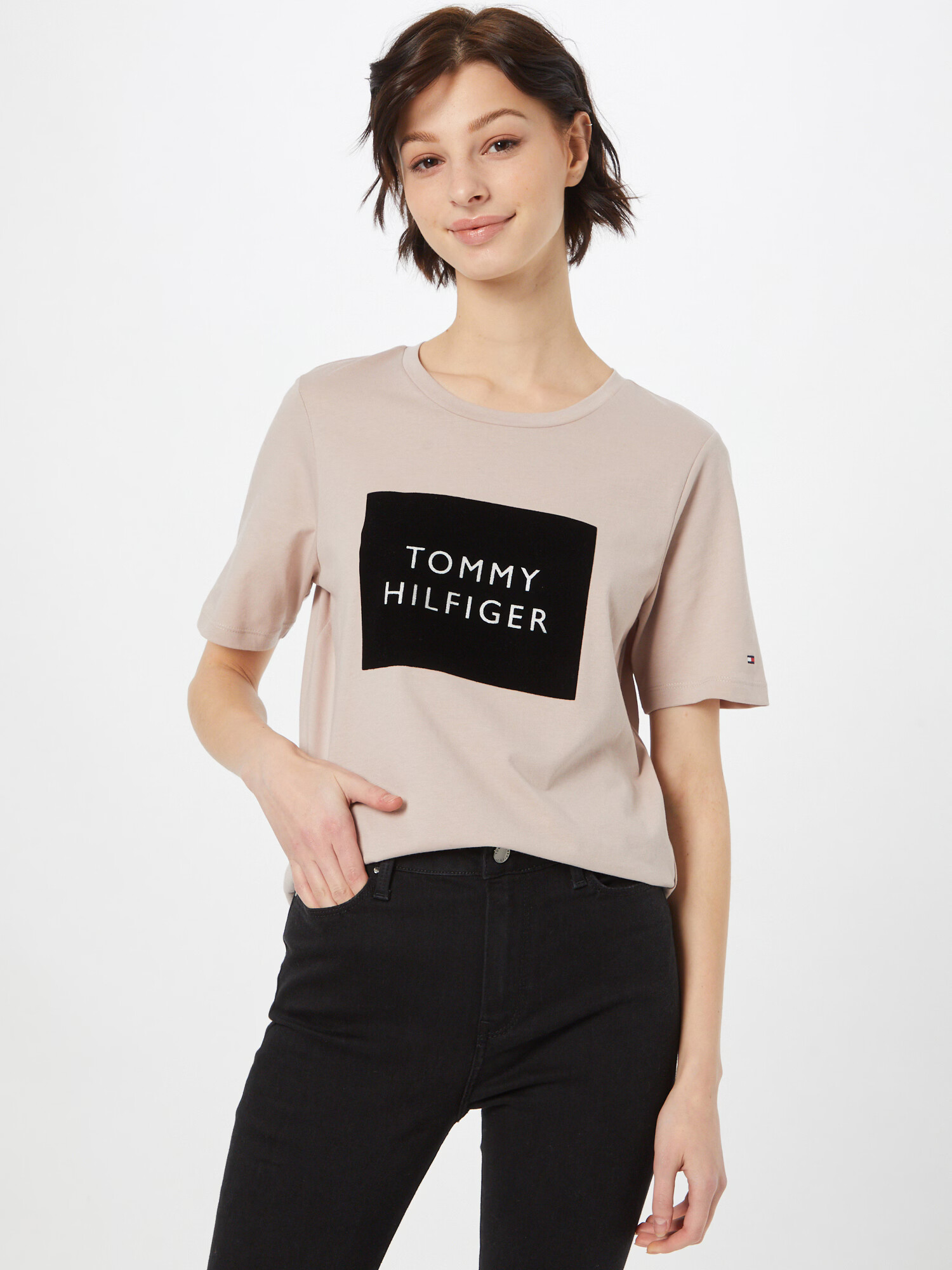 TOMMY HILFIGER Tricou bej / negru - Pled.ro