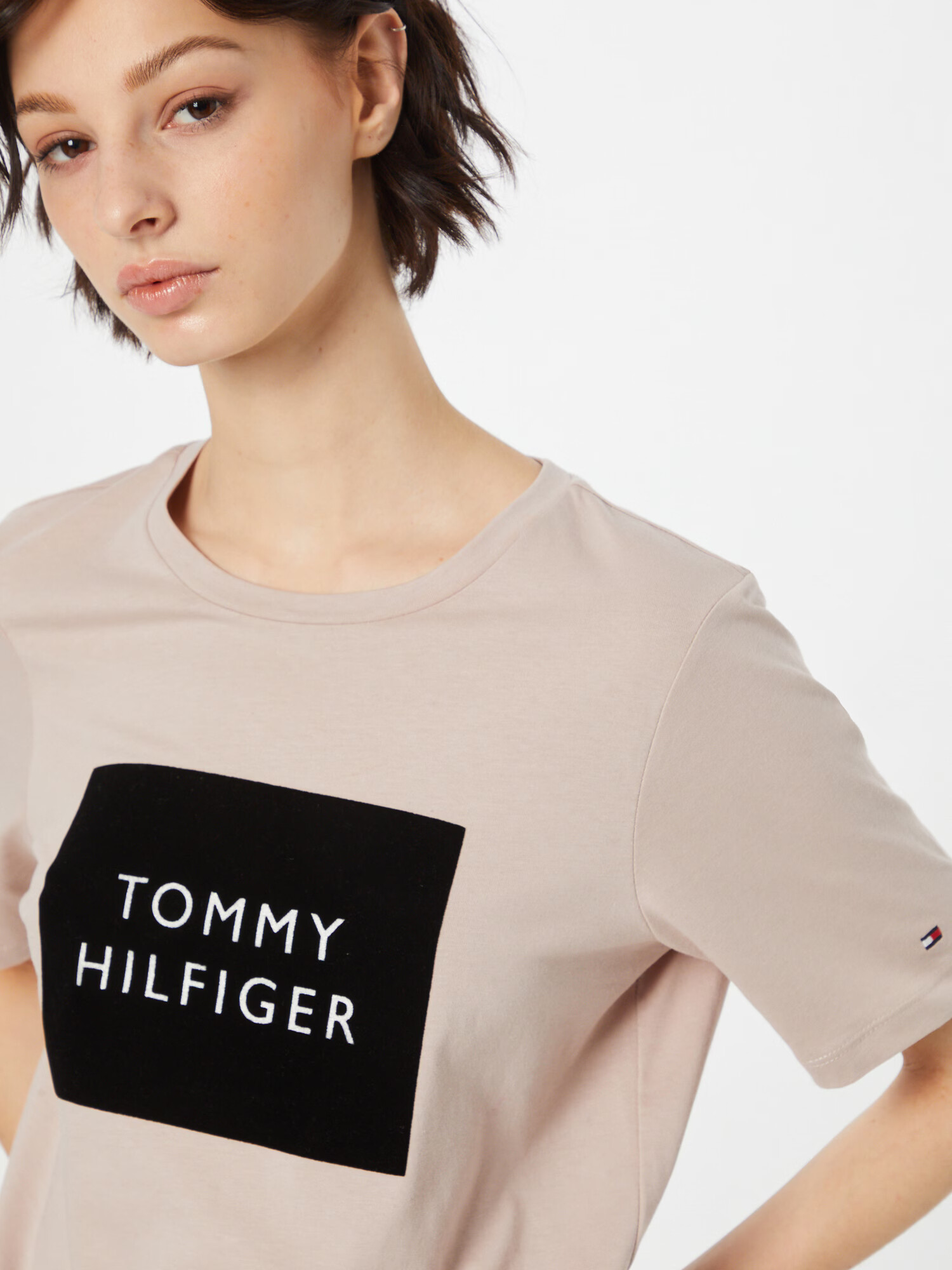 TOMMY HILFIGER Tricou bej / negru - Pled.ro