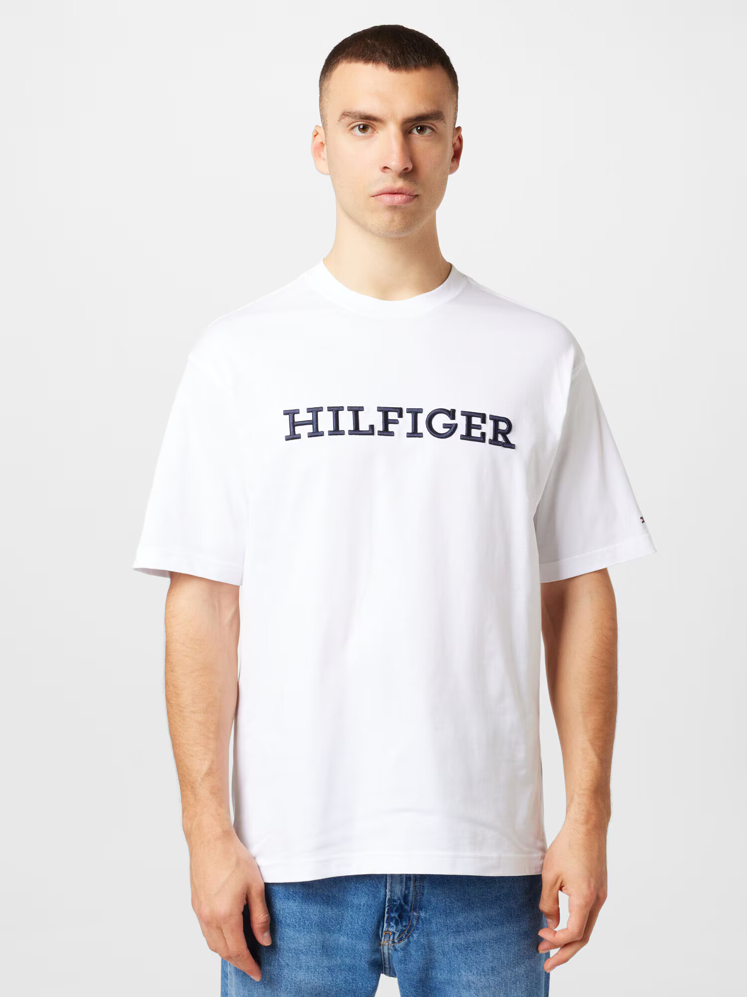 TOMMY HILFIGER Tricou bleumarin / alb - Pled.ro