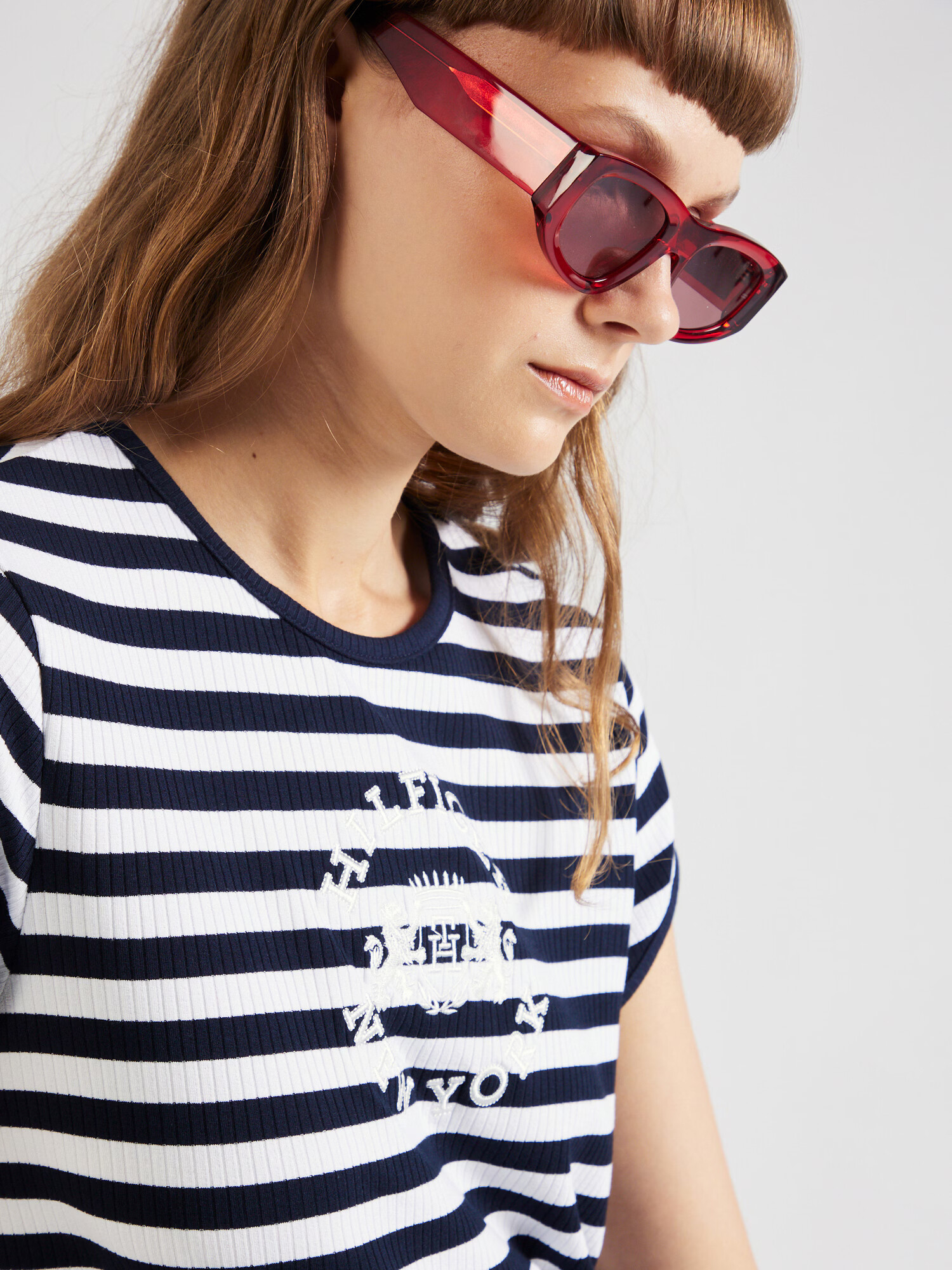 TOMMY HILFIGER Tricou bleumarin / alb - Pled.ro