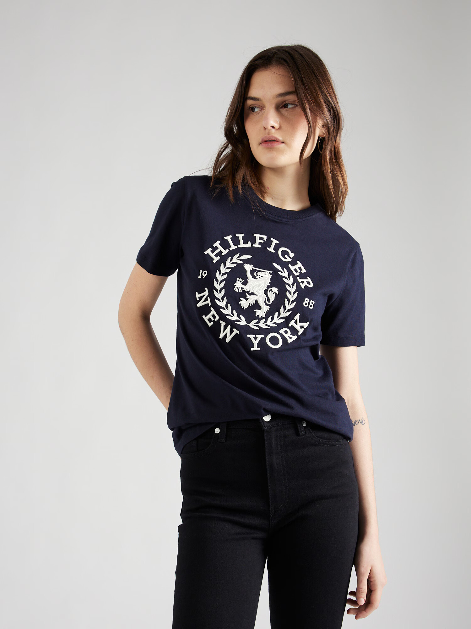 TOMMY HILFIGER Tricou bleumarin / alb - Pled.ro