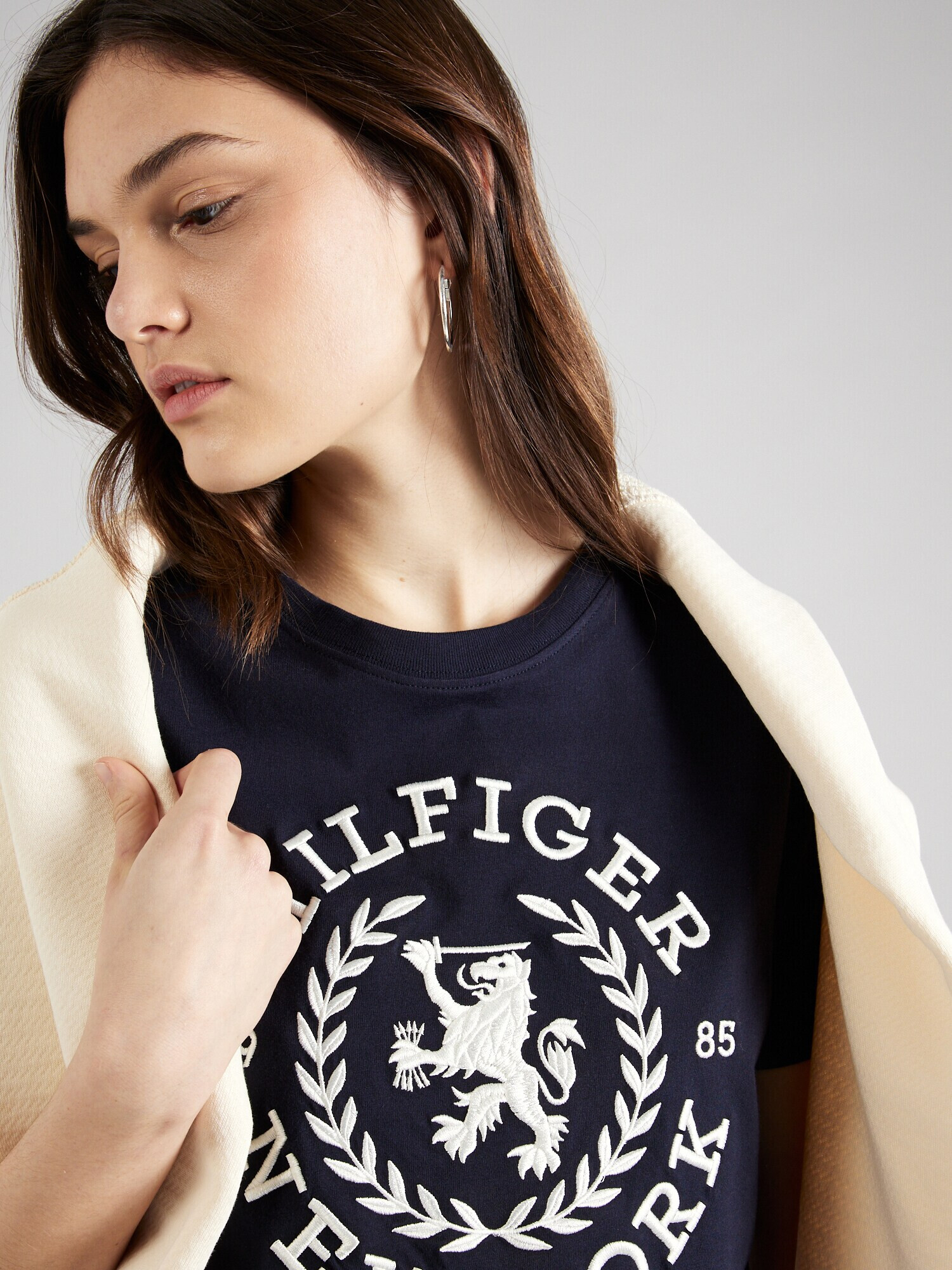 TOMMY HILFIGER Tricou bleumarin / alb - Pled.ro