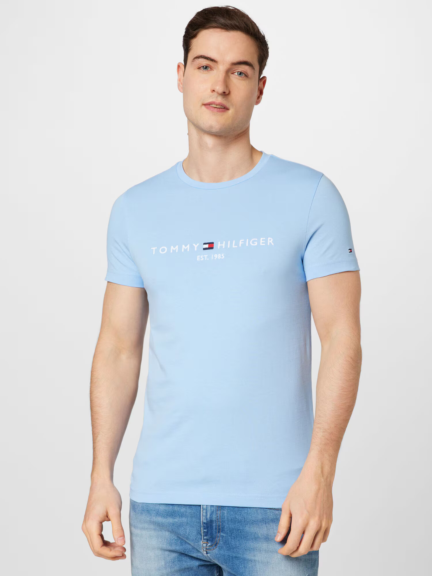 TOMMY HILFIGER Tricou bleumarin / albastru deschis / roșu / alb - Pled.ro