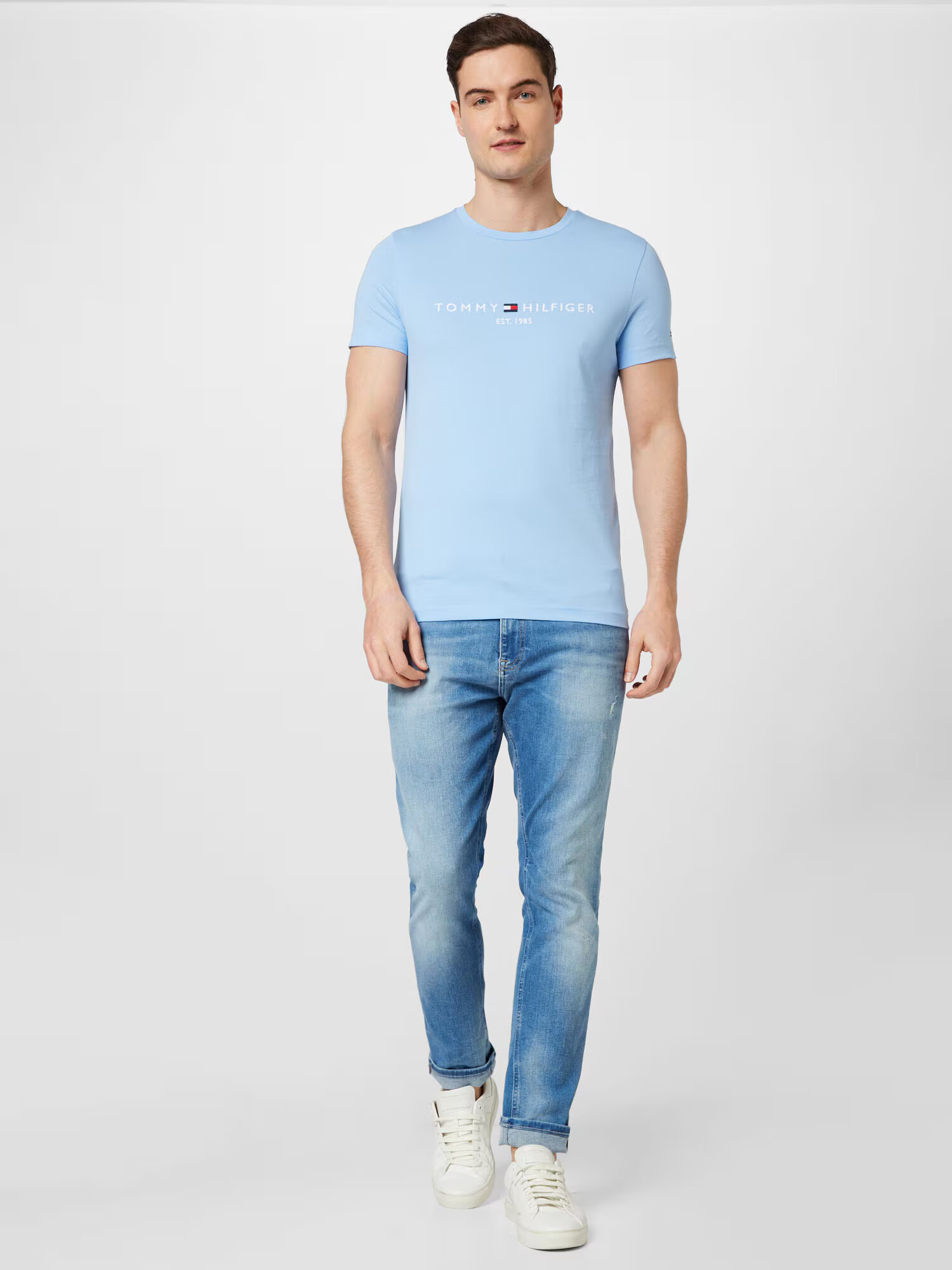 TOMMY HILFIGER Tricou bleumarin / albastru deschis / roșu / alb - Pled.ro