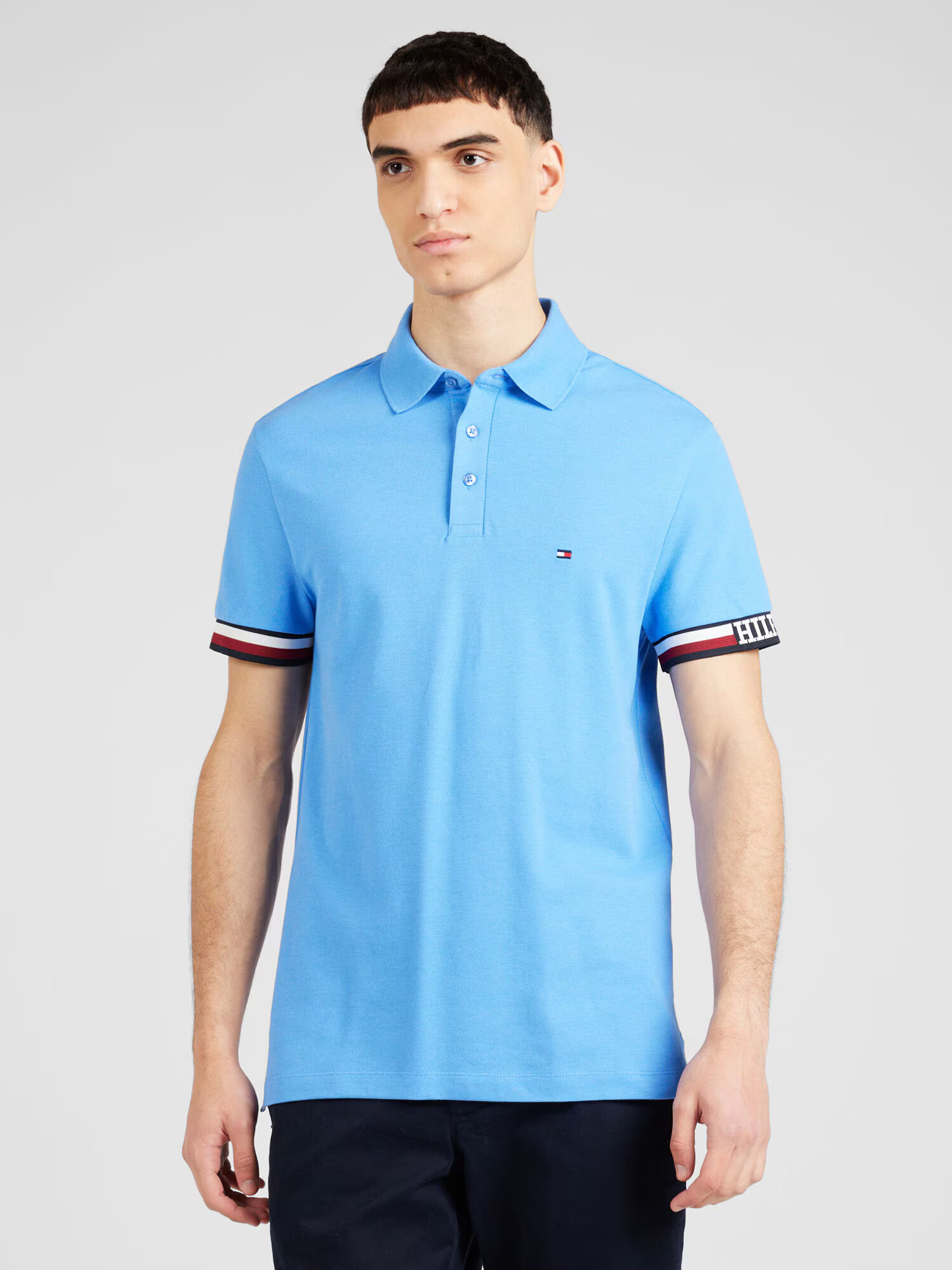 TOMMY HILFIGER Tricou bleumarin / albastru deschis / roșu / alb - Pled.ro