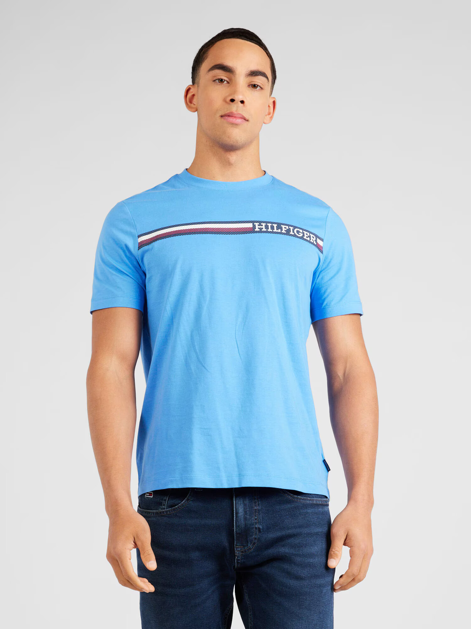 TOMMY HILFIGER Tricou bleumarin / azuriu / negru / alb - Pled.ro