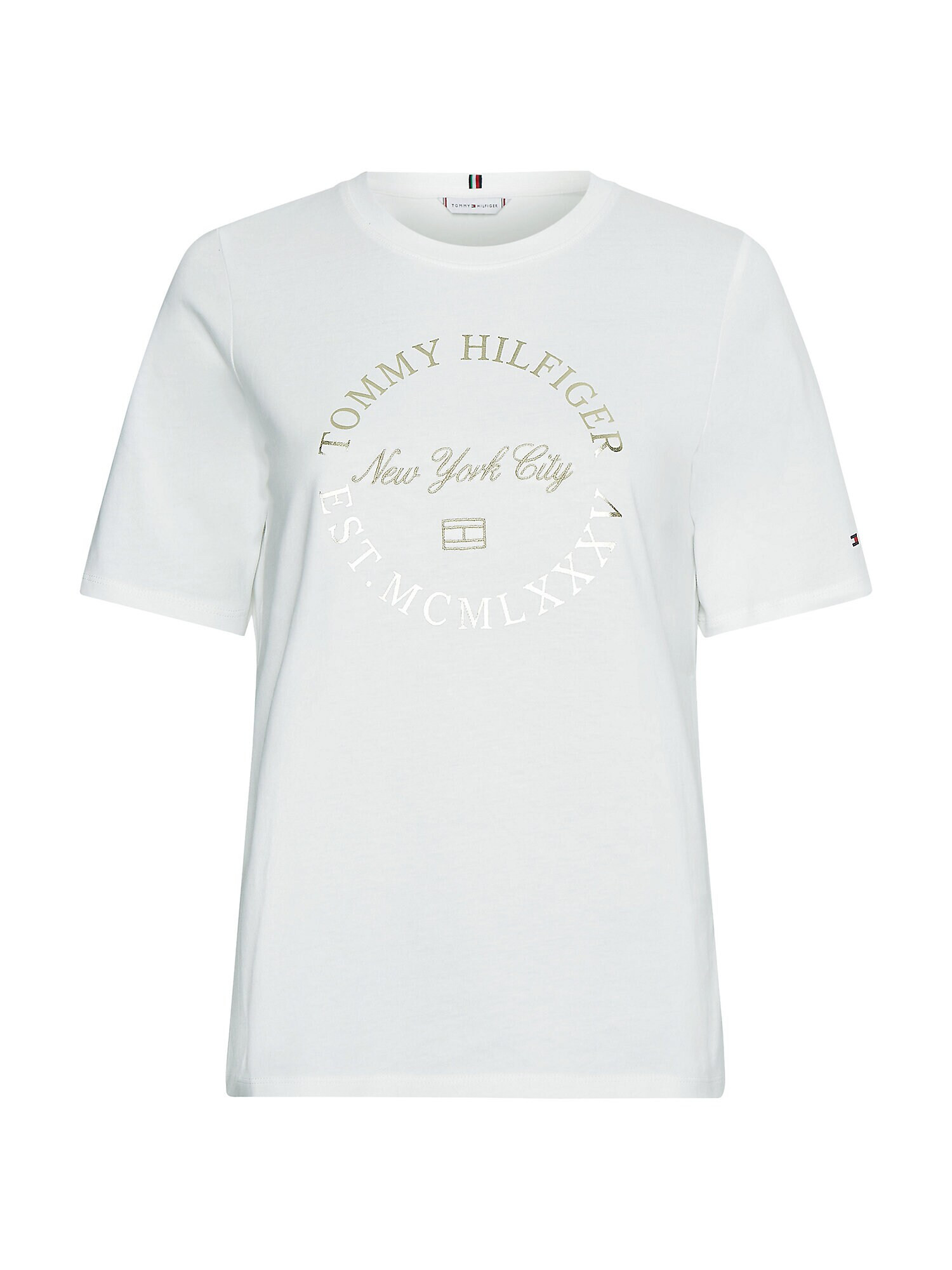 TOMMY HILFIGER Tricou bleumarin / bronz / roși aprins / alb natural - Pled.ro