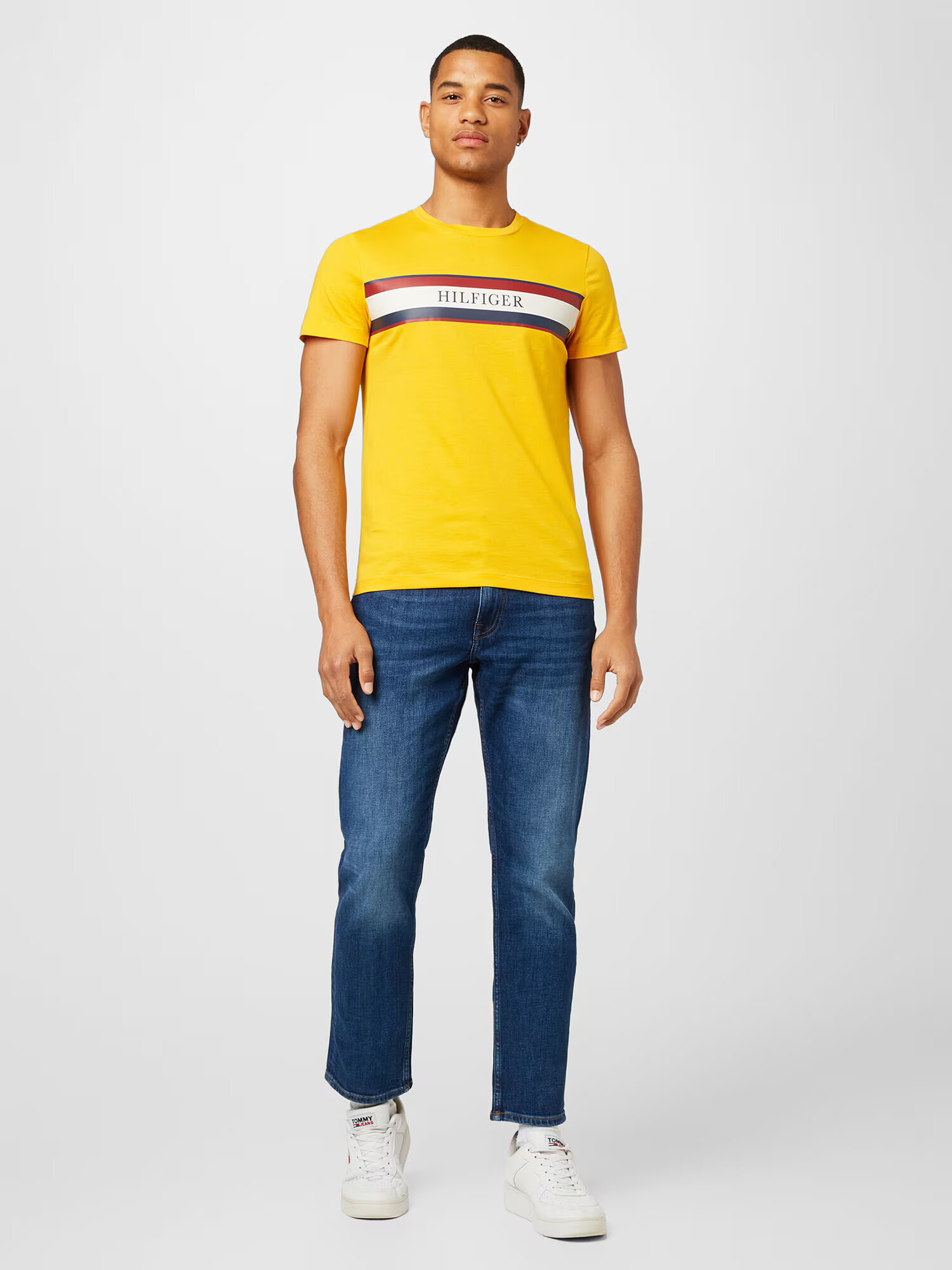 TOMMY HILFIGER Tricou bleumarin / galben citron / roșu / alb - Pled.ro