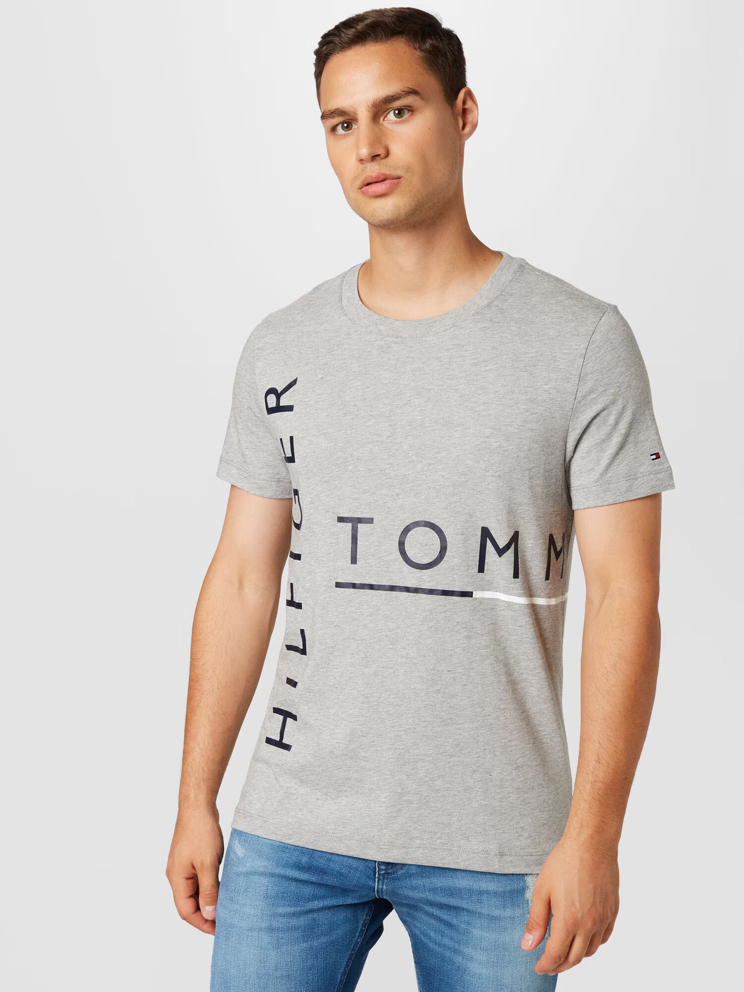 TOMMY HILFIGER Tricou bleumarin / gri amestecat / roși aprins / alb - Pled.ro