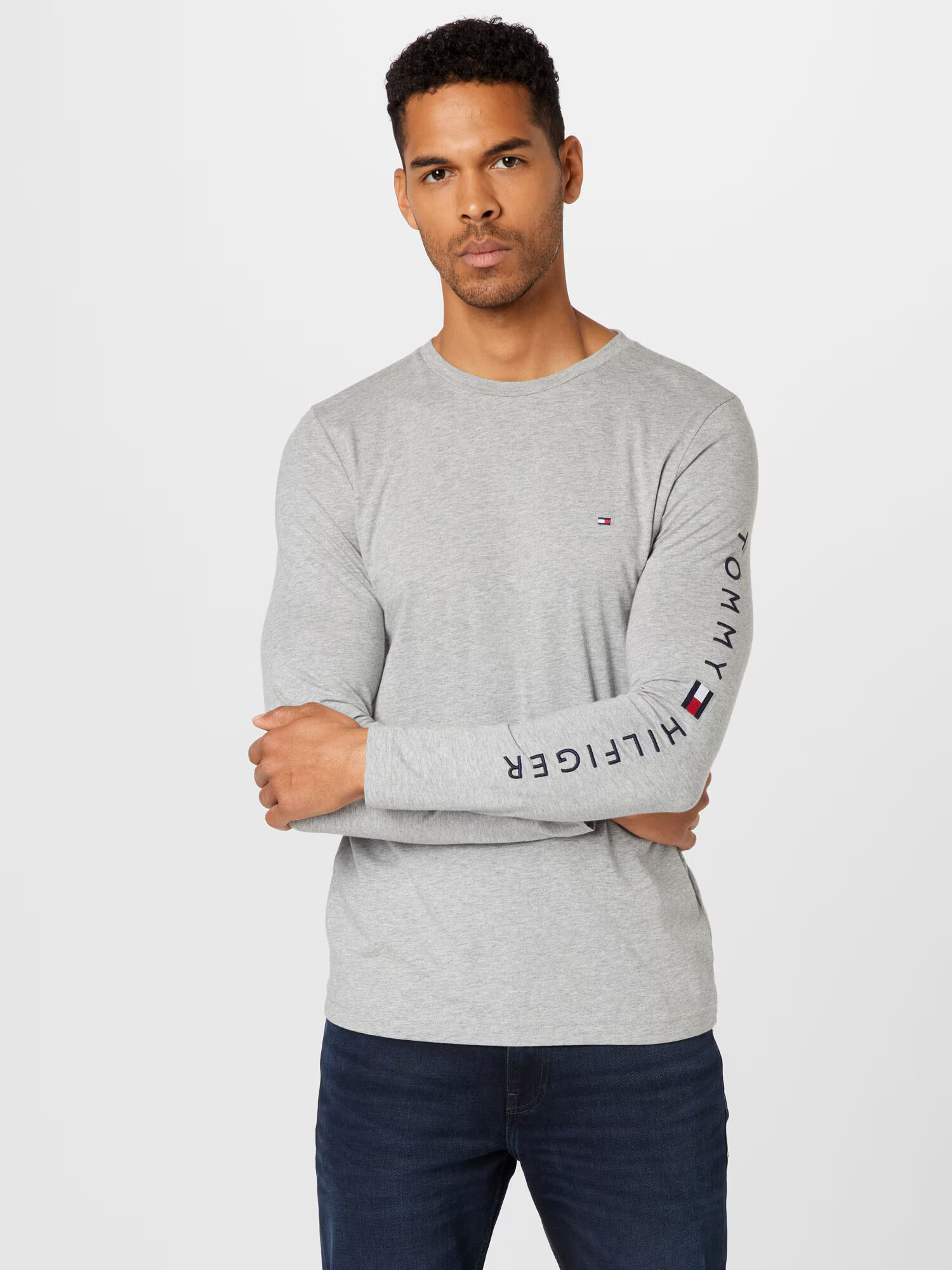 TOMMY HILFIGER Tricou bleumarin / gri deschis / roșu / alb - Pled.ro