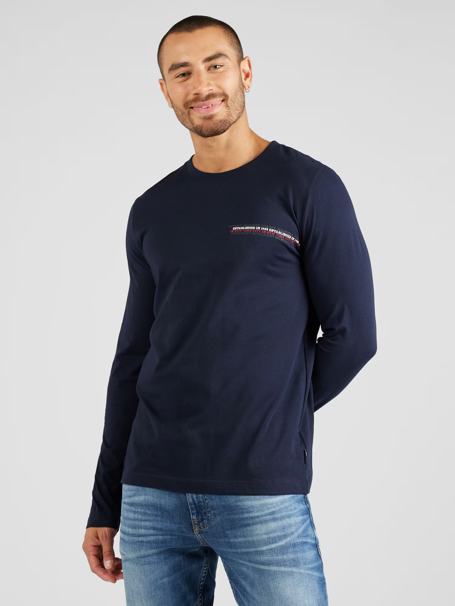 TOMMY HILFIGER Tricou bleumarin / gri închis / roșu / alb - Pled.ro