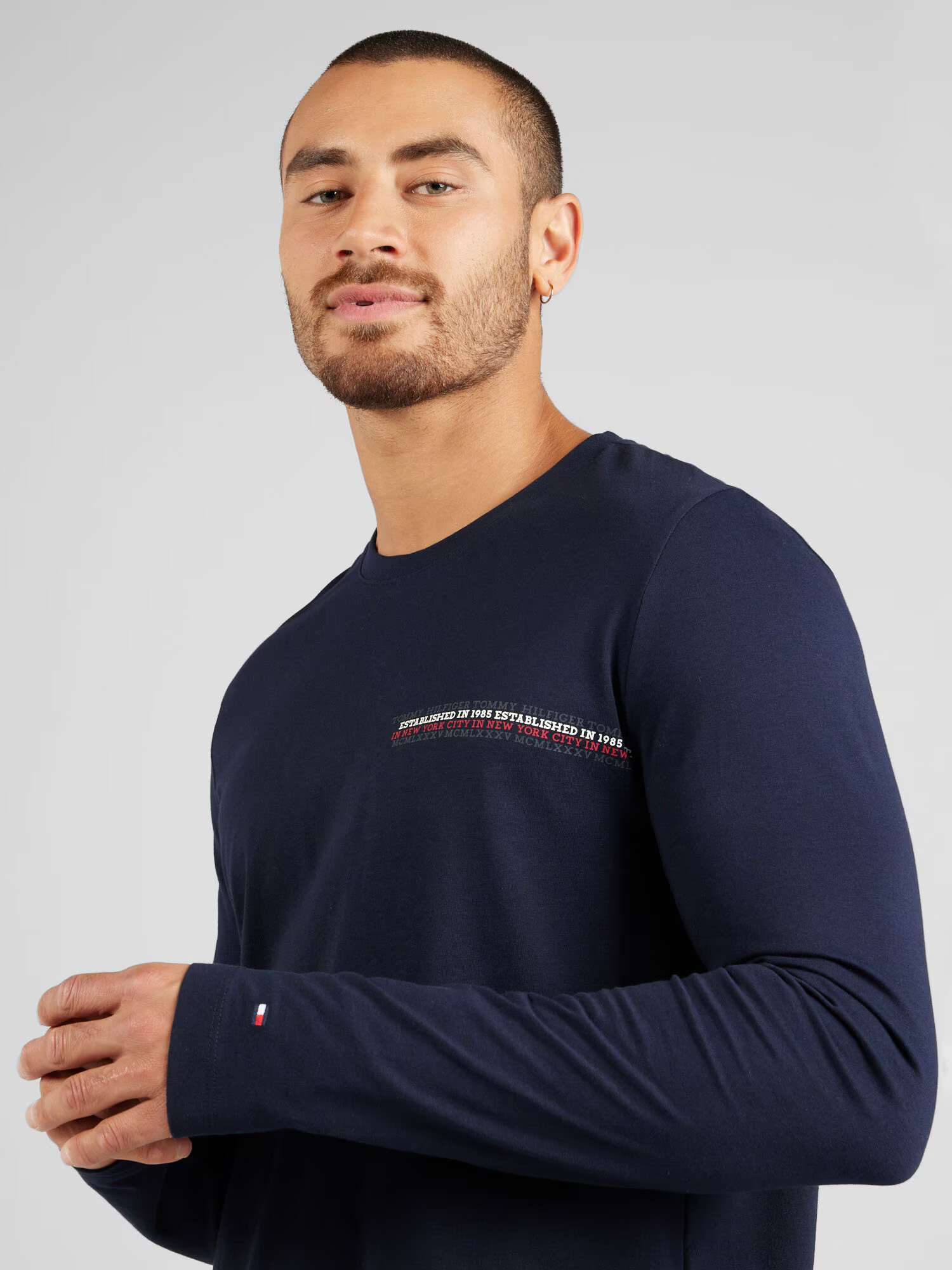 TOMMY HILFIGER Tricou bleumarin / gri închis / roșu / alb - Pled.ro