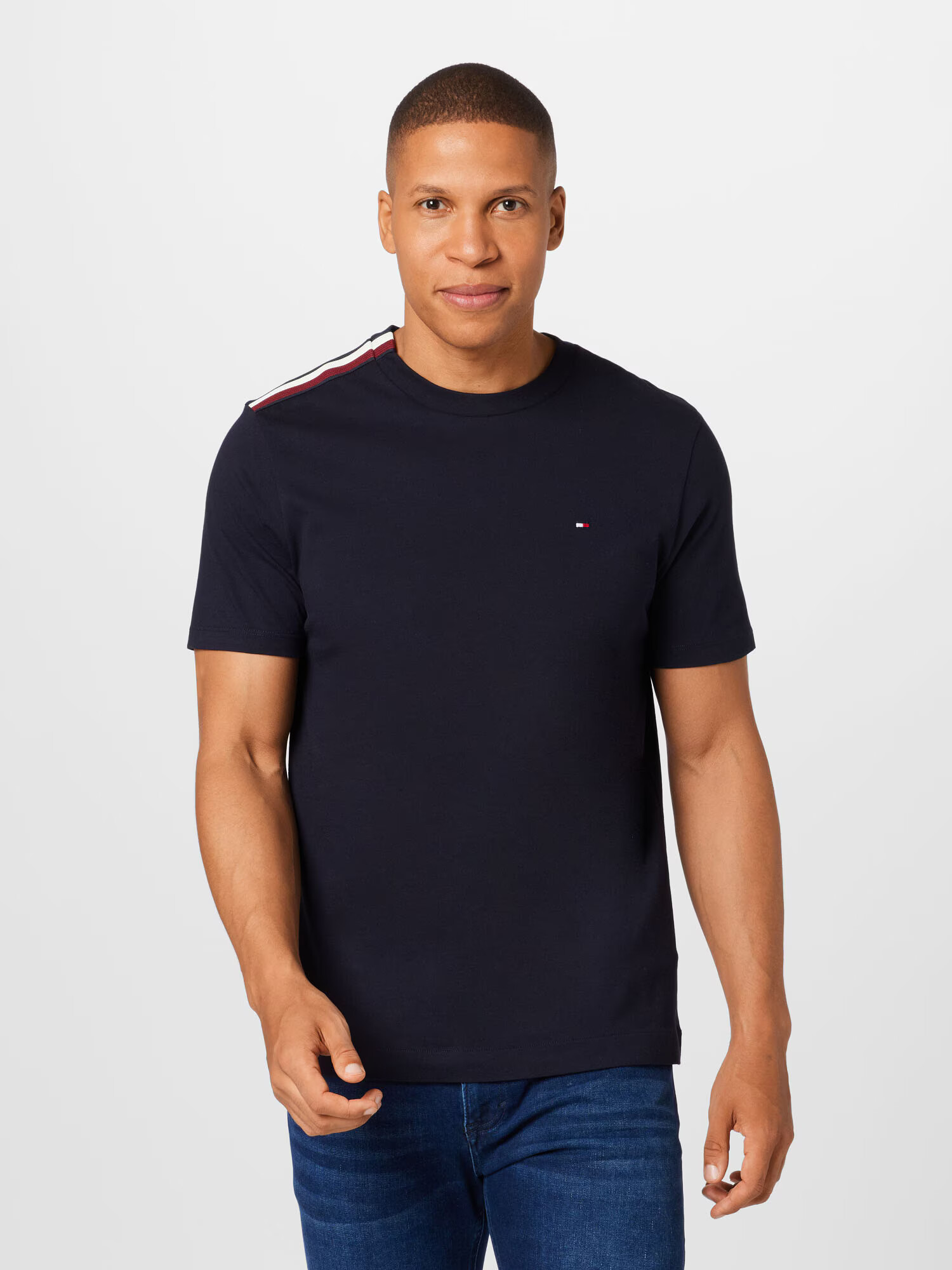 TOMMY HILFIGER Tricou bleumarin / roșu carmin / alb - Pled.ro