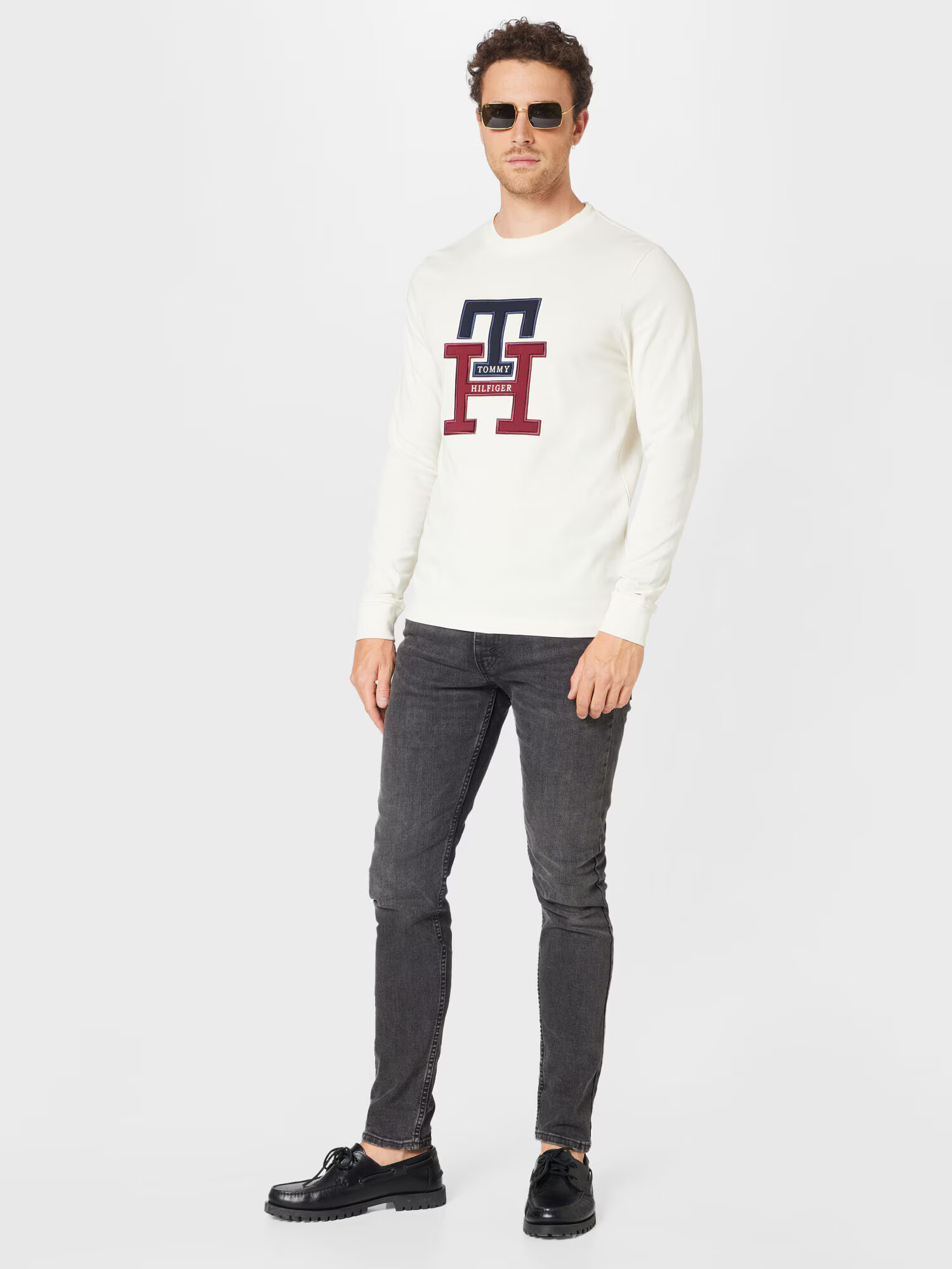 TOMMY HILFIGER Tricou bleumarin / roși aprins / alb natural - Pled.ro