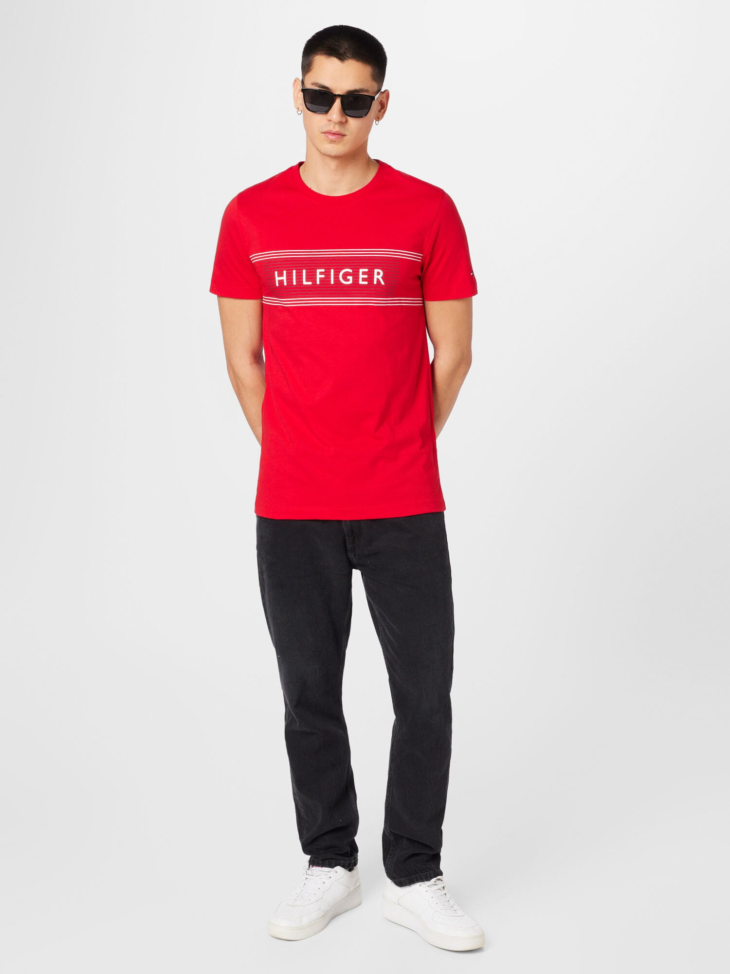 TOMMY HILFIGER Tricou bleumarin / roșu / alb - Pled.ro