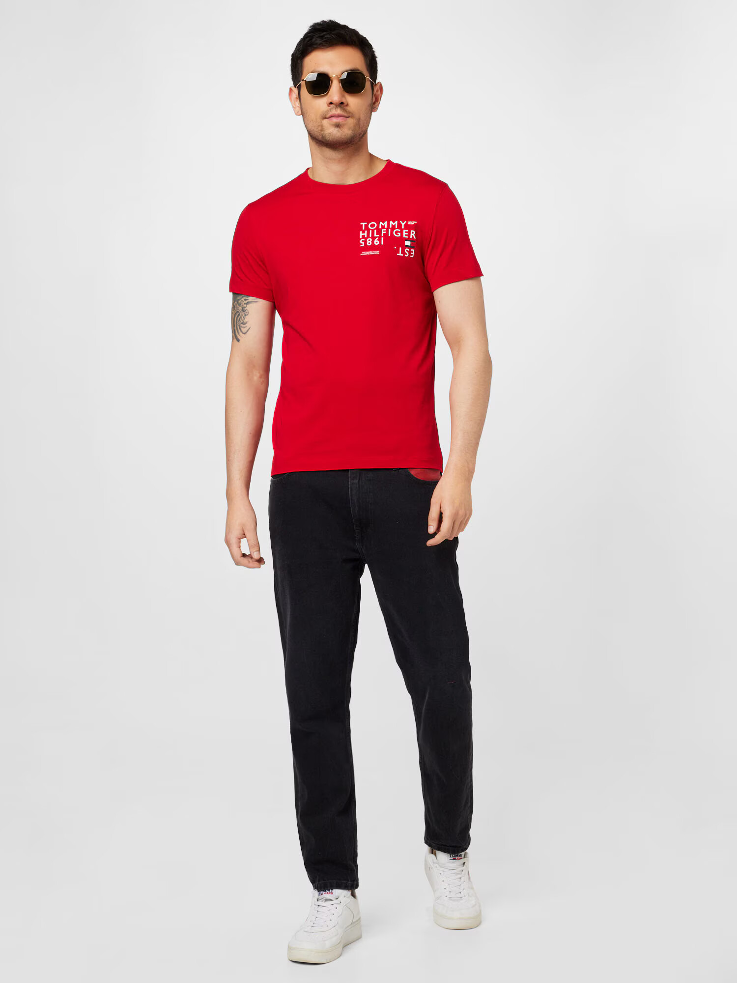 TOMMY HILFIGER Tricou bleumarin / roșu / alb - Pled.ro