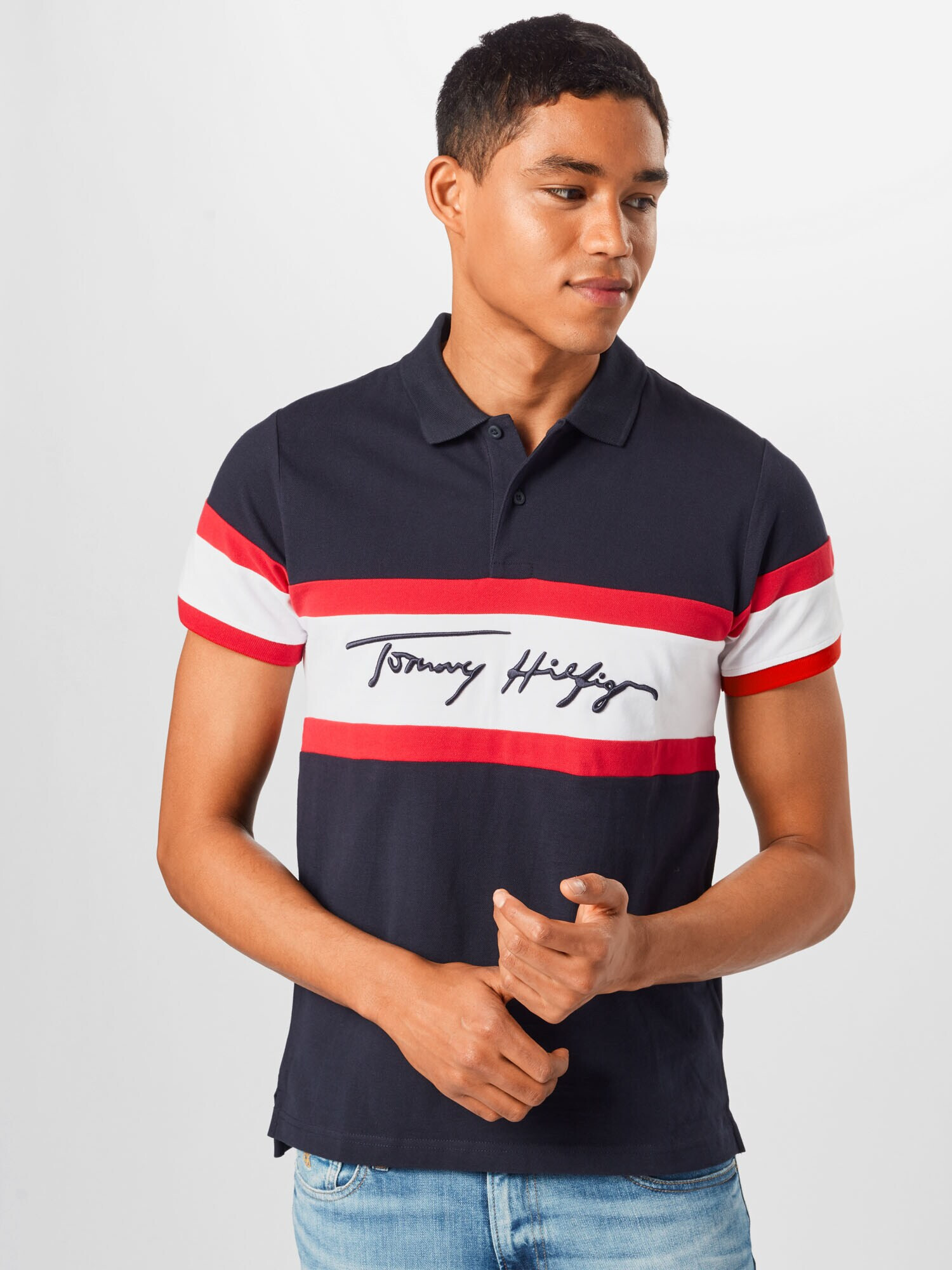 TOMMY HILFIGER Tricou bleumarin / roșu / alb - Pled.ro