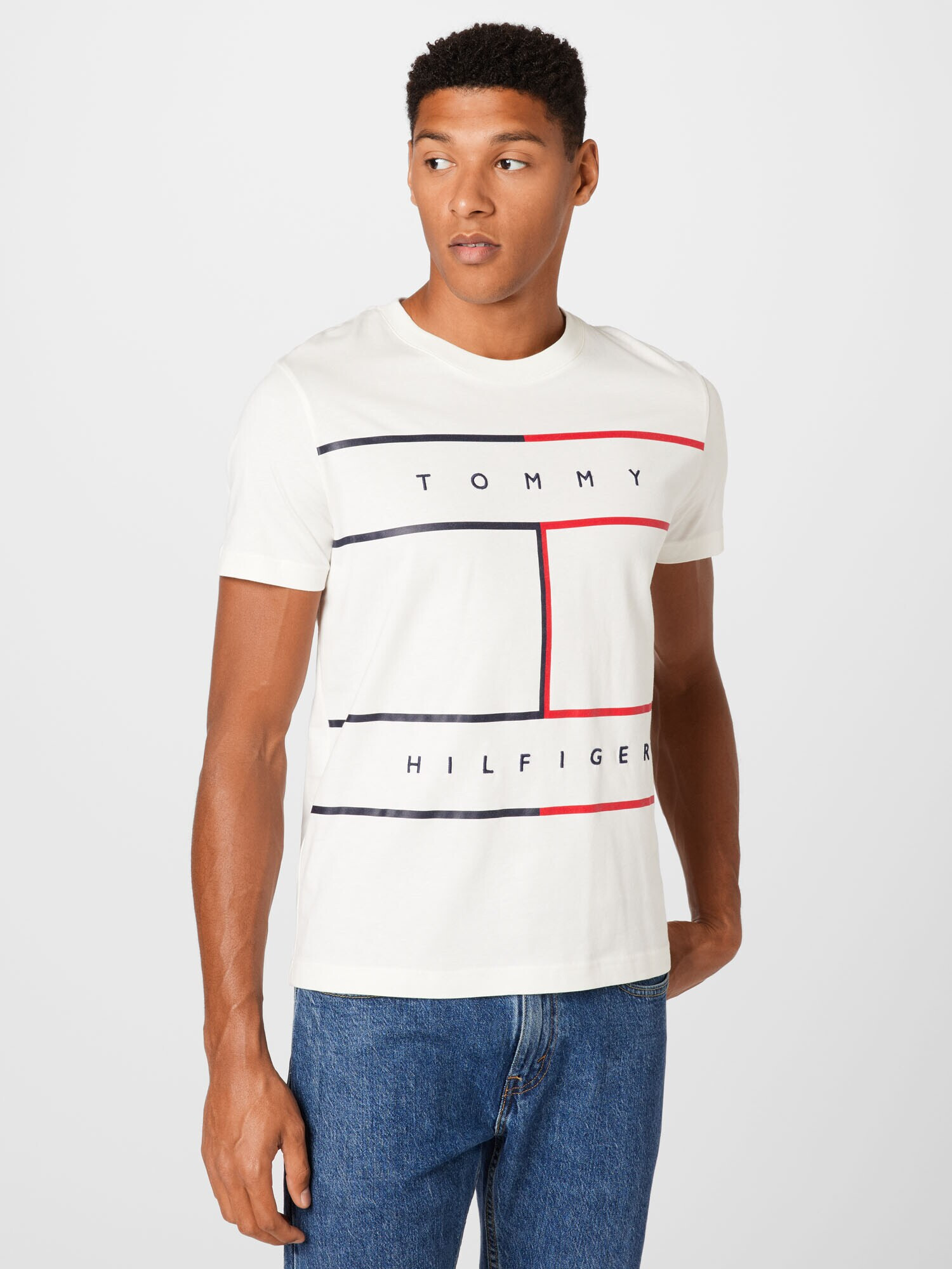 TOMMY HILFIGER Tricou bleumarin / roșu / alb - Pled.ro