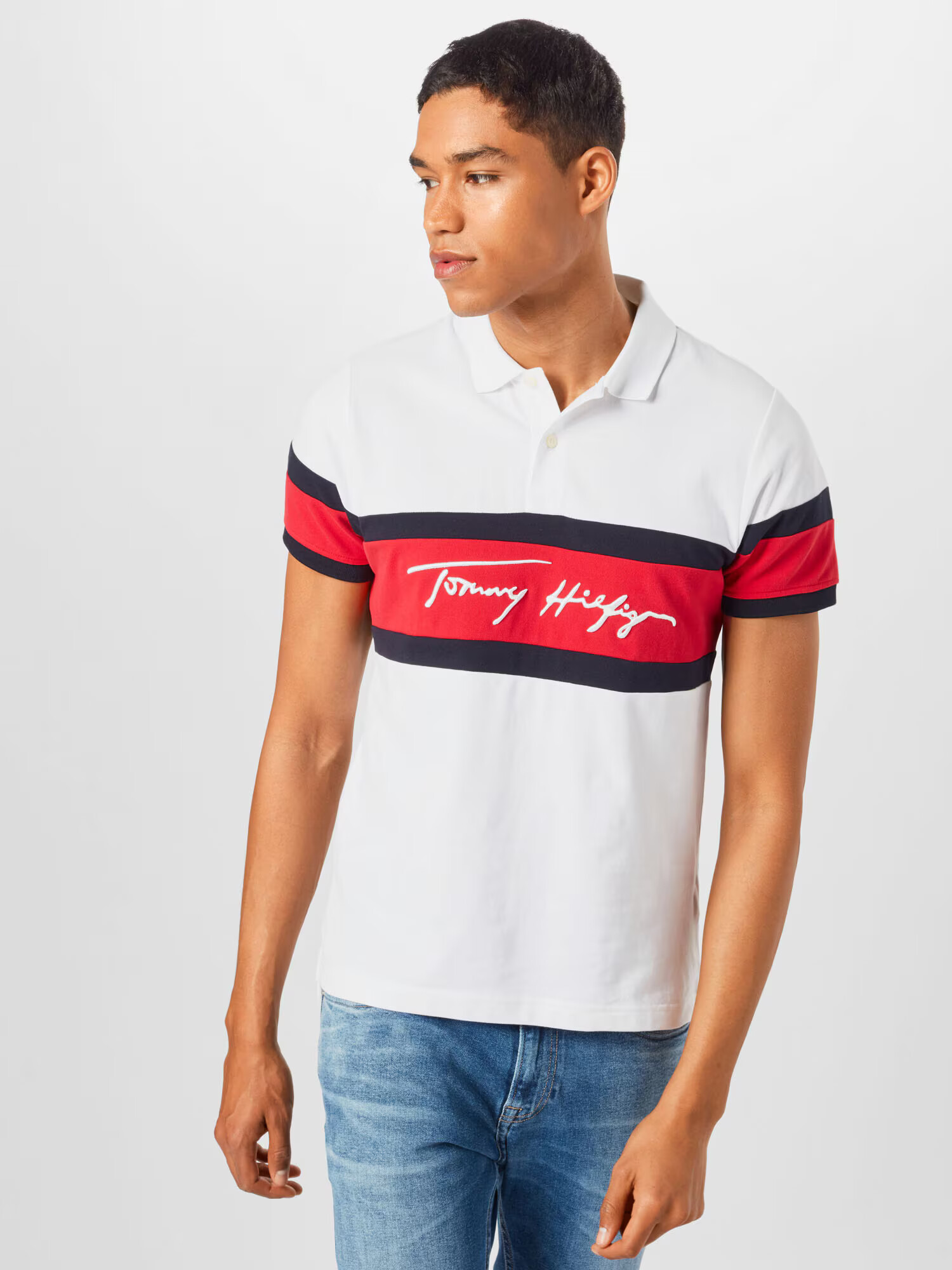 TOMMY HILFIGER Tricou bleumarin / roșu / alb - Pled.ro