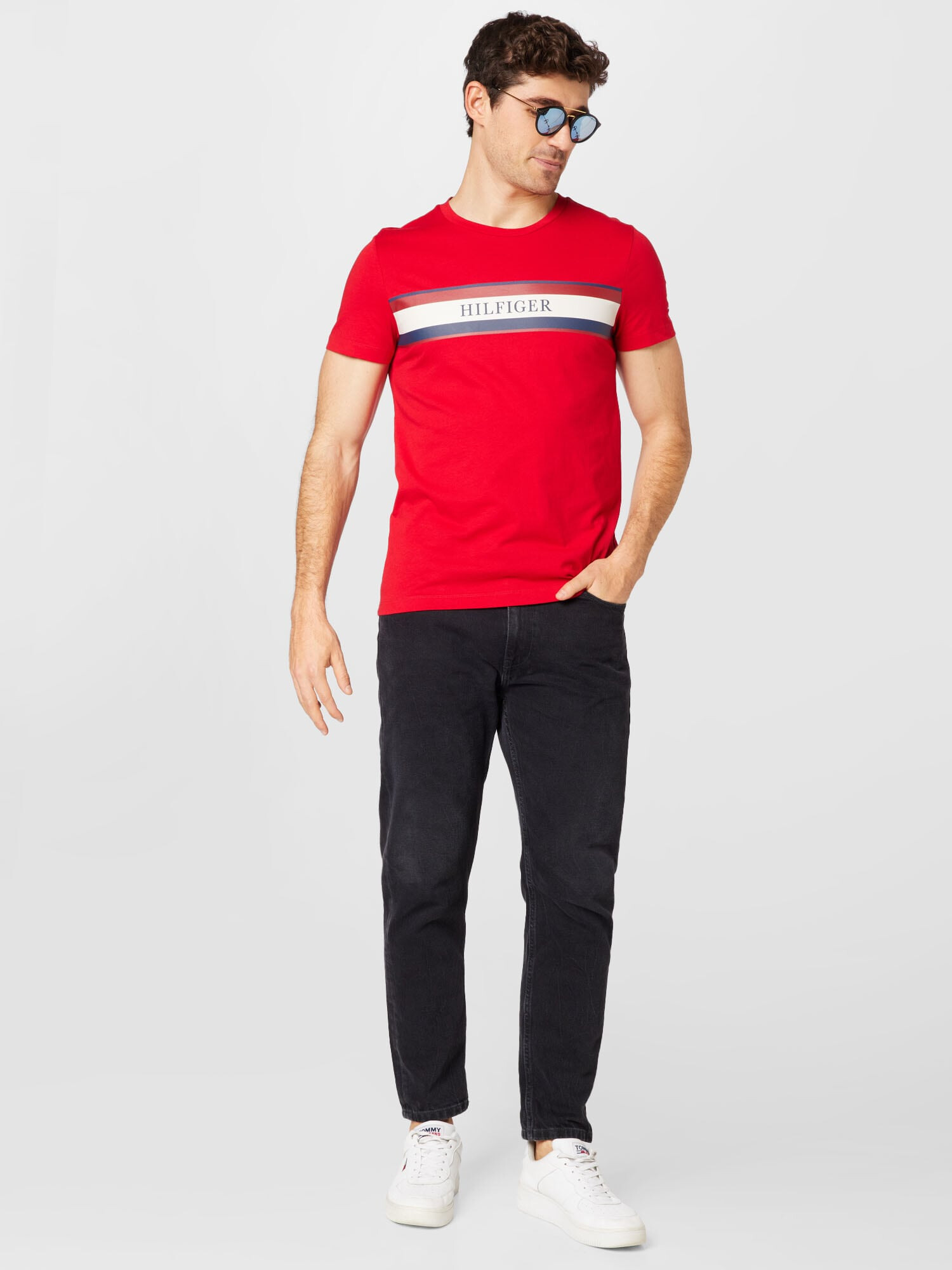 TOMMY HILFIGER Tricou bleumarin / roșu / alb - Pled.ro