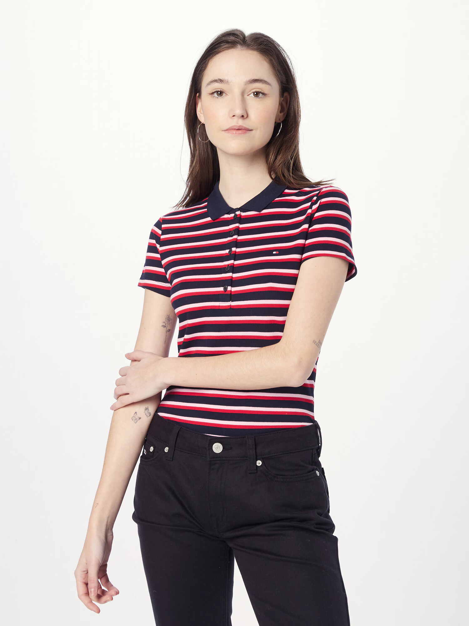 TOMMY HILFIGER Tricou bleumarin / roșu / alb - Pled.ro