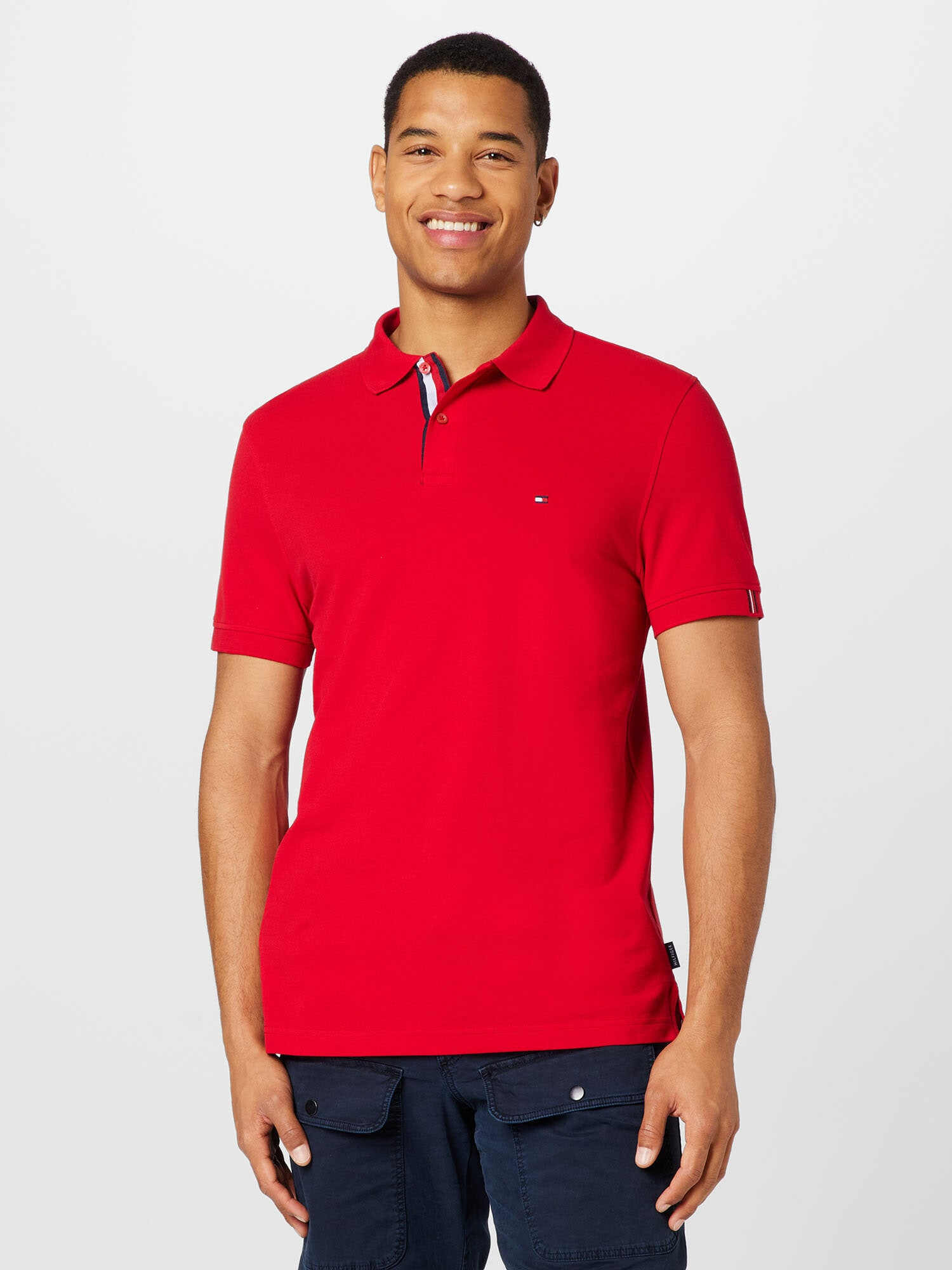 TOMMY HILFIGER Tricou bleumarin / roși aprins / alb - Pled.ro