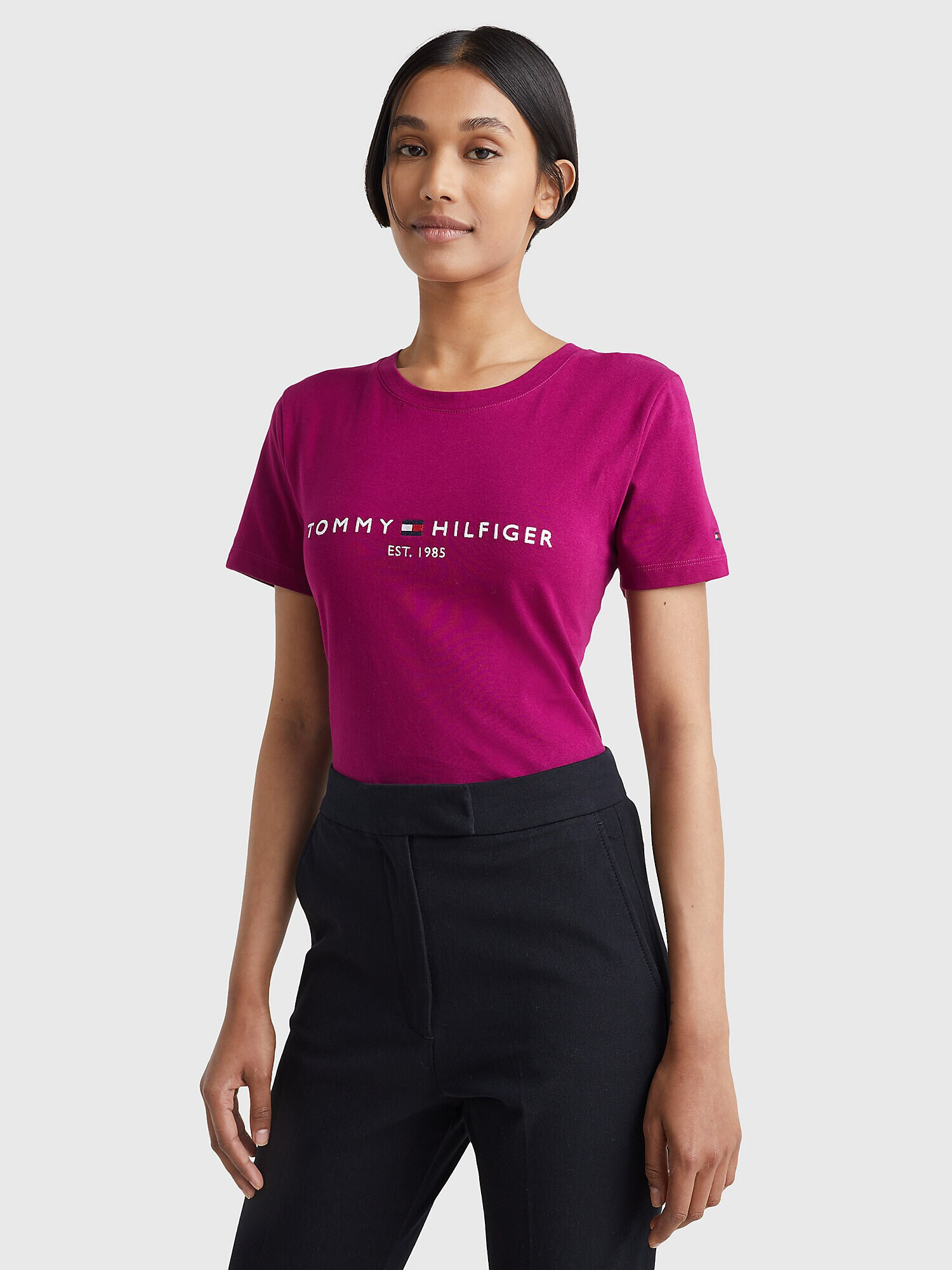 TOMMY HILFIGER Tricou bleumarin / roșu merlot / alb - Pled.ro