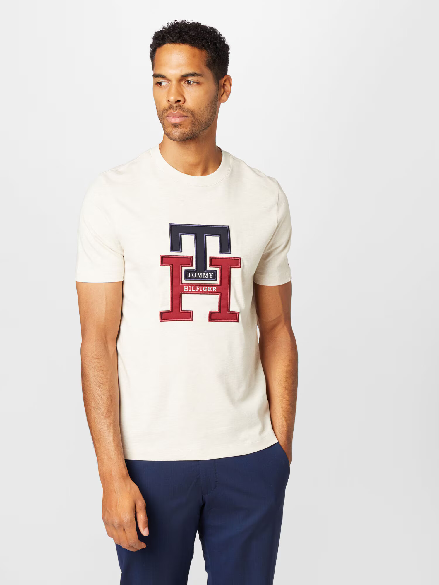 TOMMY HILFIGER Tricou bleumarin / roșu pepene / alb murdar - Pled.ro