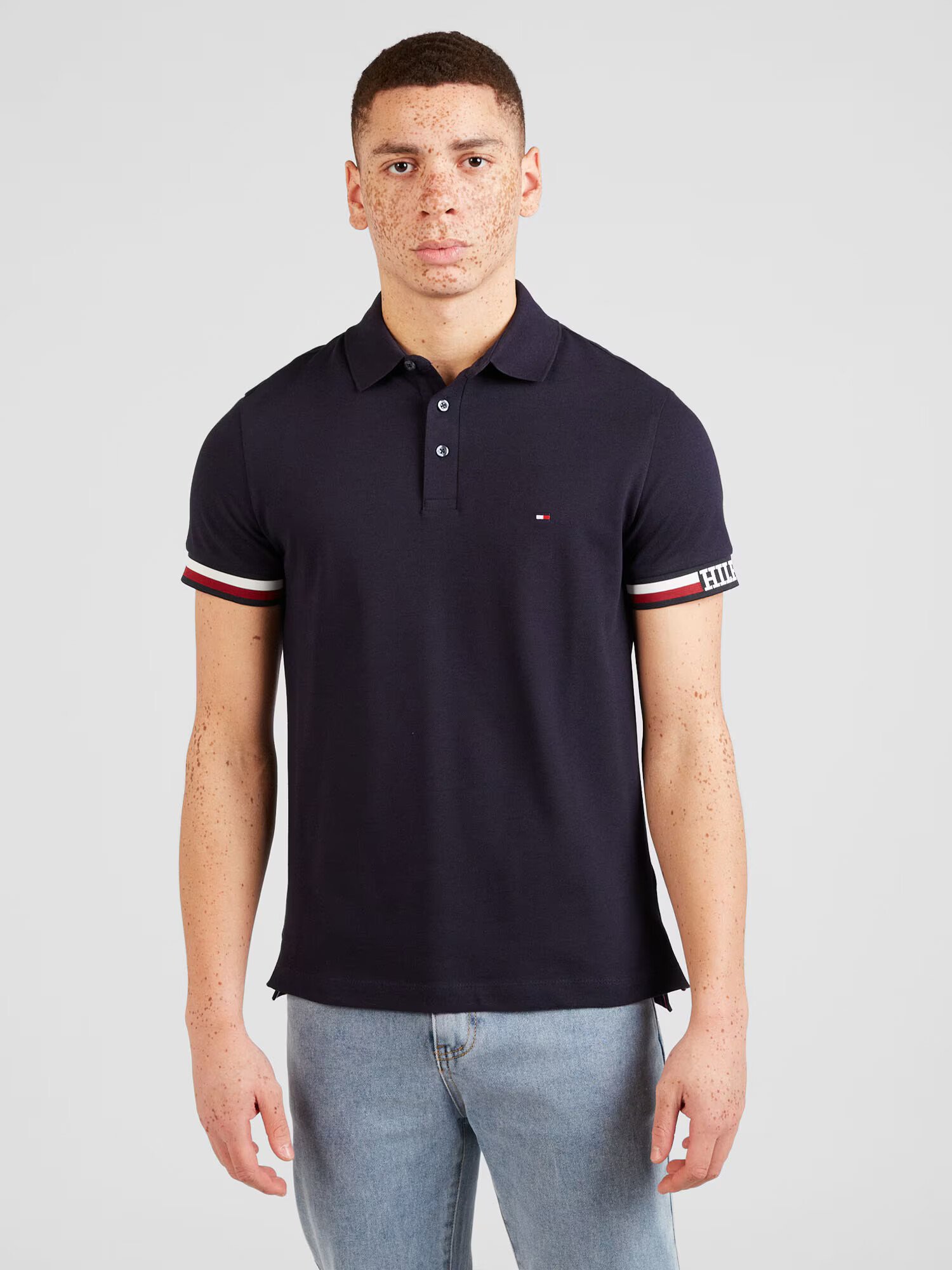 TOMMY HILFIGER Tricou bleumarin / roșu vin / alb - Pled.ro