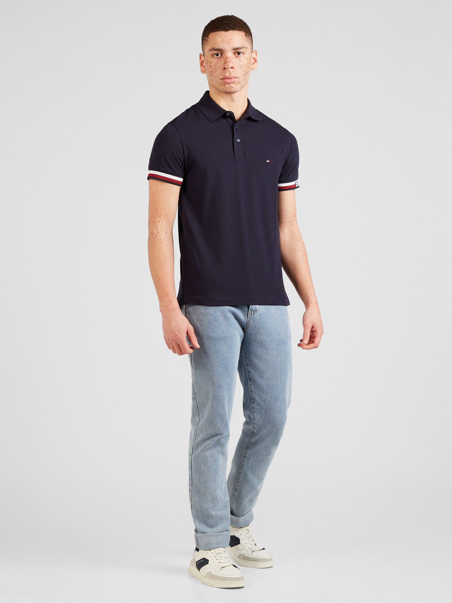 TOMMY HILFIGER Tricou bleumarin / roșu vin / alb - Pled.ro