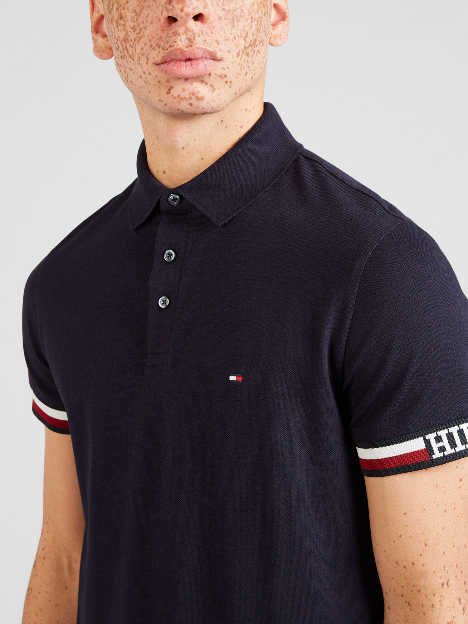 TOMMY HILFIGER Tricou bleumarin / roșu vin / alb - Pled.ro