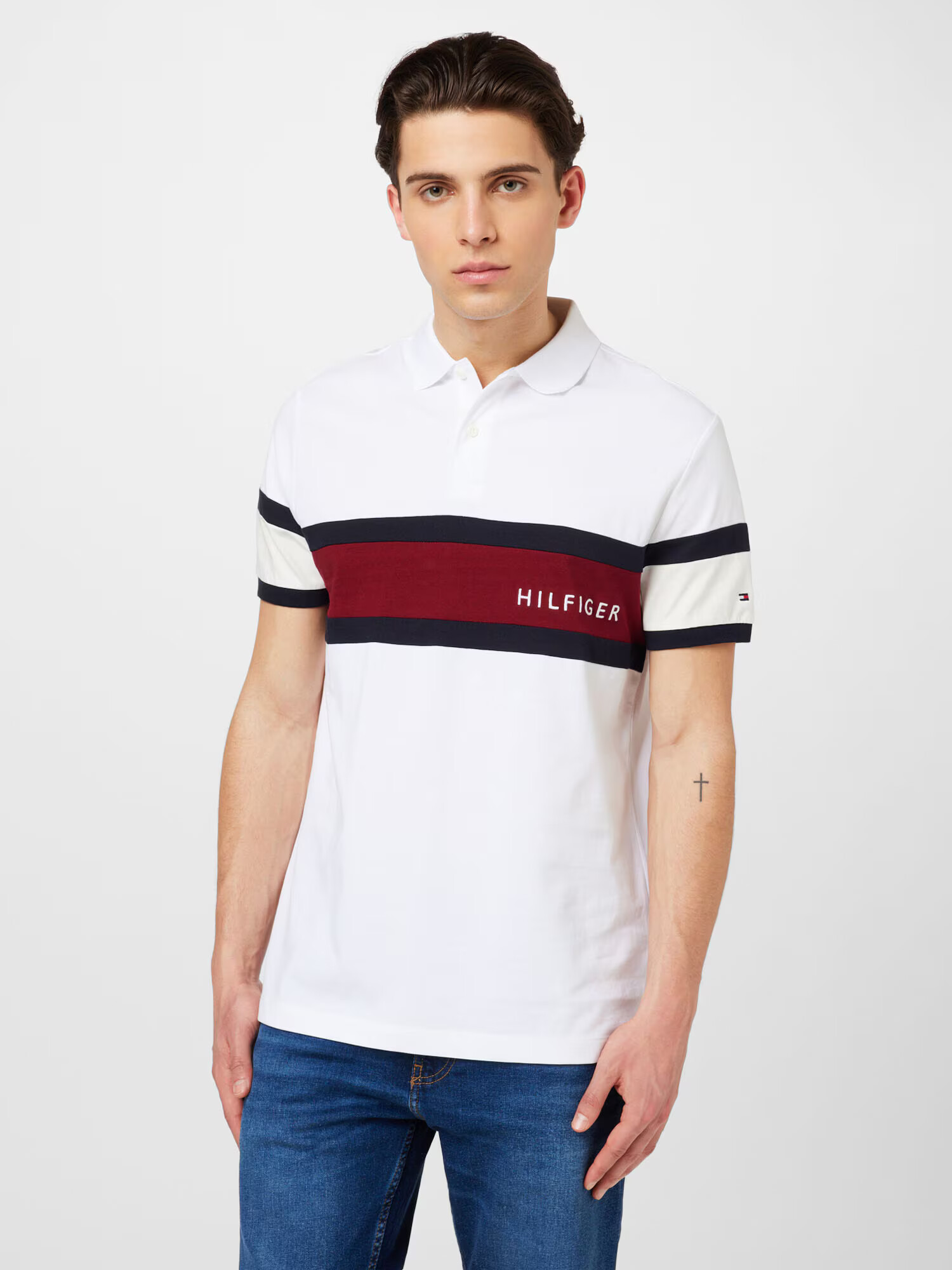 TOMMY HILFIGER Tricou bleumarin / roșu vin / negru / alb - Pled.ro